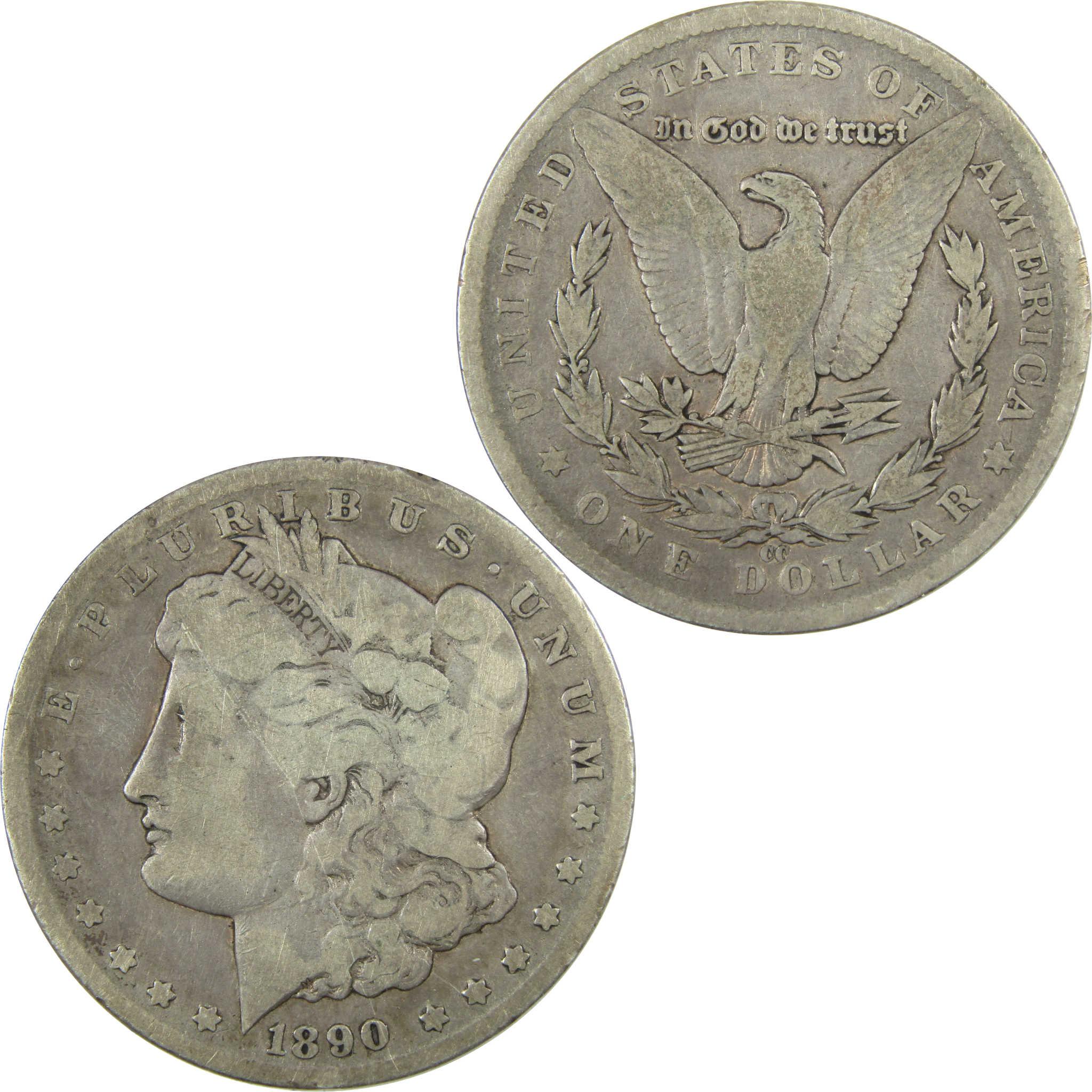 1890 CC Morgan Silver Dollar VG Very Good Details $1 Coin SKU:CP1362 - Morgan coin - Morgan silver dollar - Morgan silver dollar for sale - Profile Coins & Collectibles