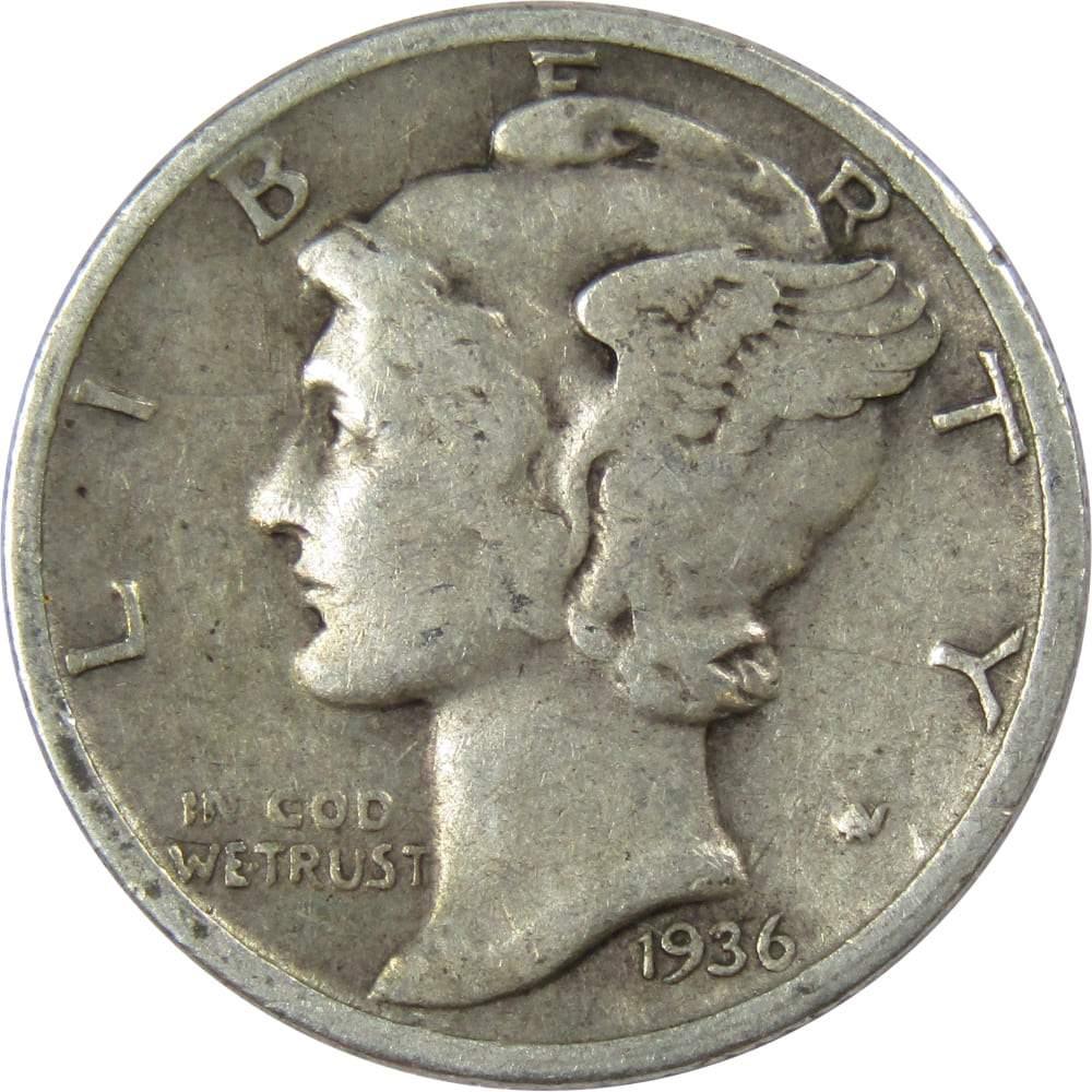 1936 S Mercury Dime VG Very Good 90% Silver 10c US Coin Collectible
