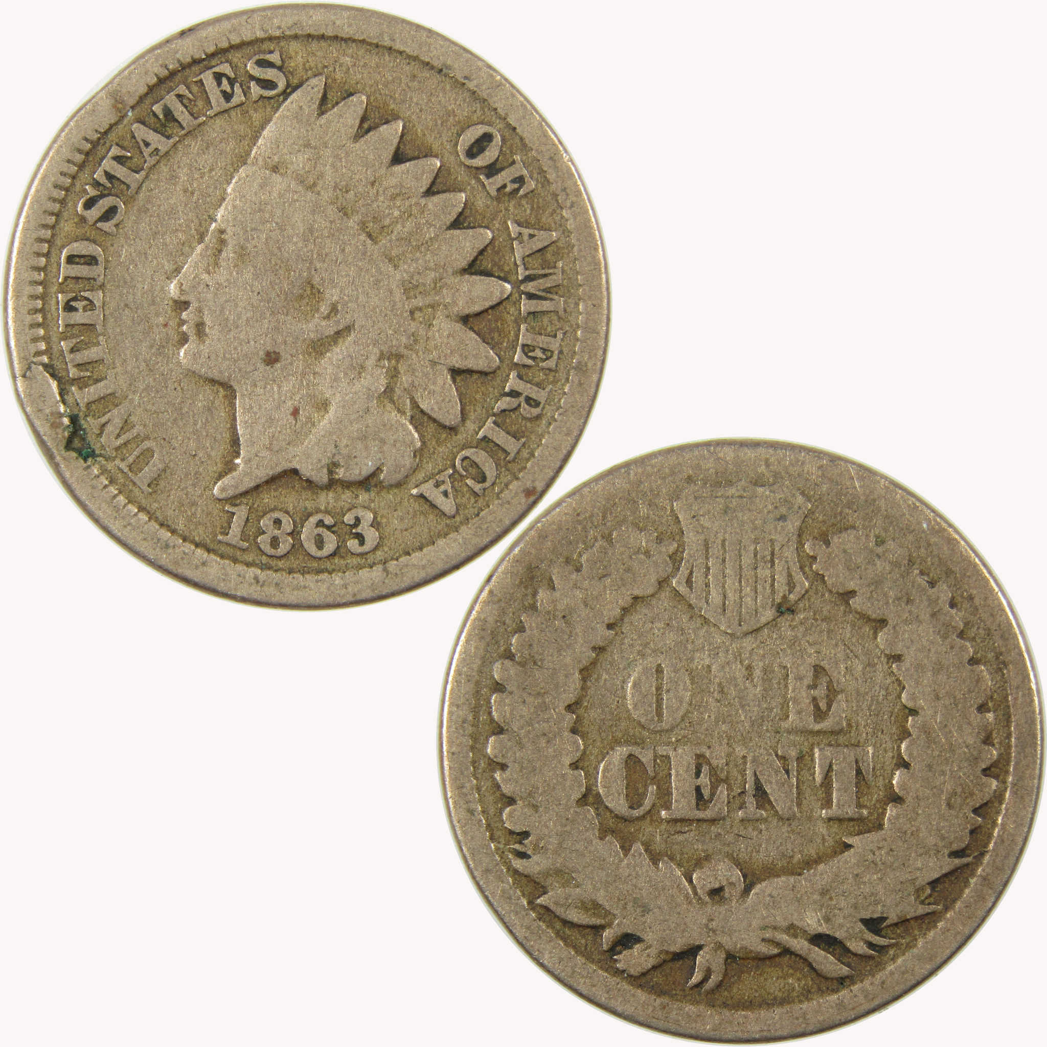 1863 Indian Head Cent AG About Good Penny 1c Coin SKU:CP1088