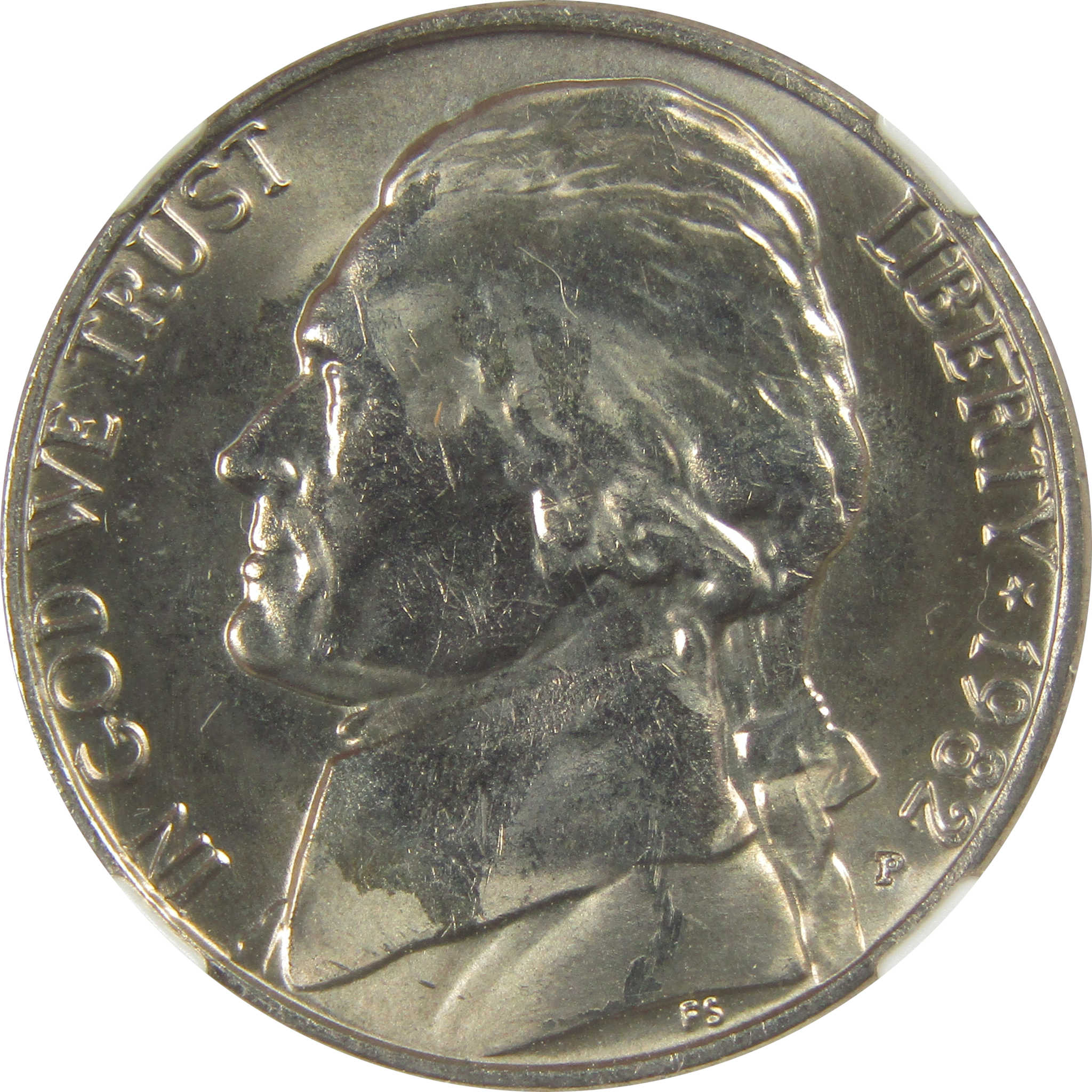 1982 P Jefferson Nickel MS 66 NGC Original Bag Fragment SKU:I20341