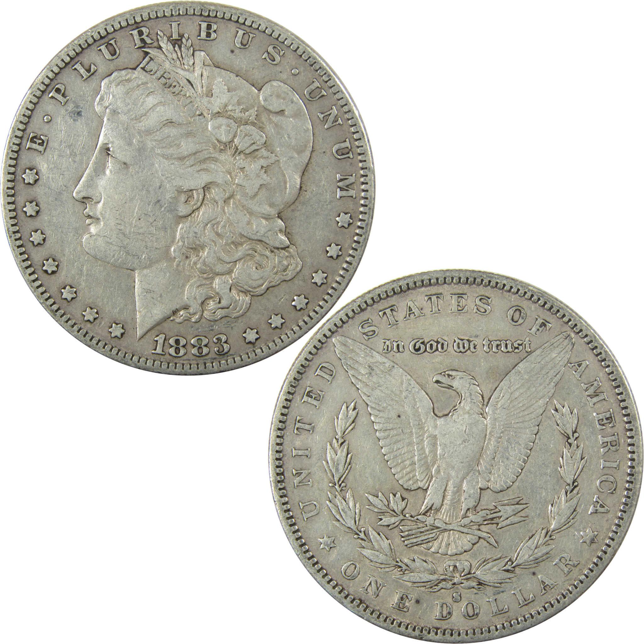 1883 S Morgan Silver Dollar VF Very Fine $1 Coin SKU:I24730 - Morgan coin - Morgan silver dollar - Morgan silver dollar for sale - Profile Coins & Collectibles