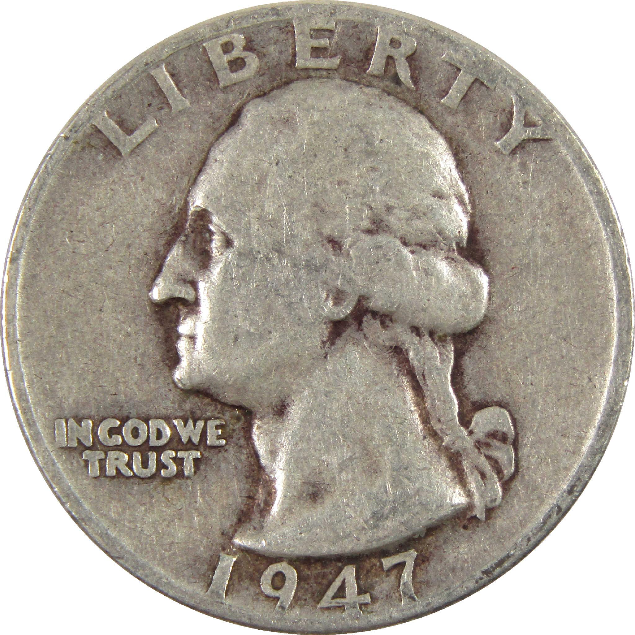 1947 Washington Quarter G Good Silver 25c Coin