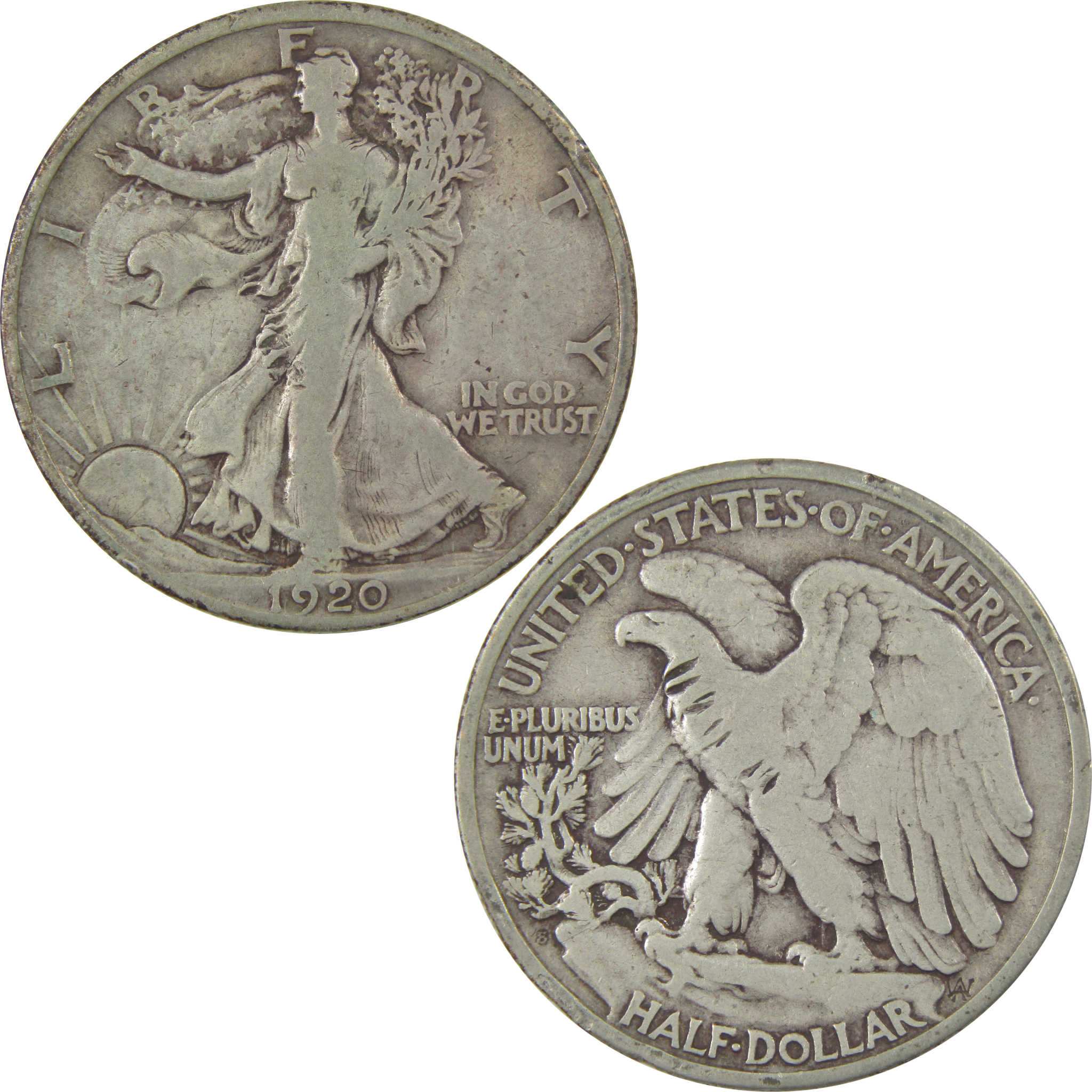 1920 S Liberty Walking Silver Half Dollar F Fine Details SKU:I24119