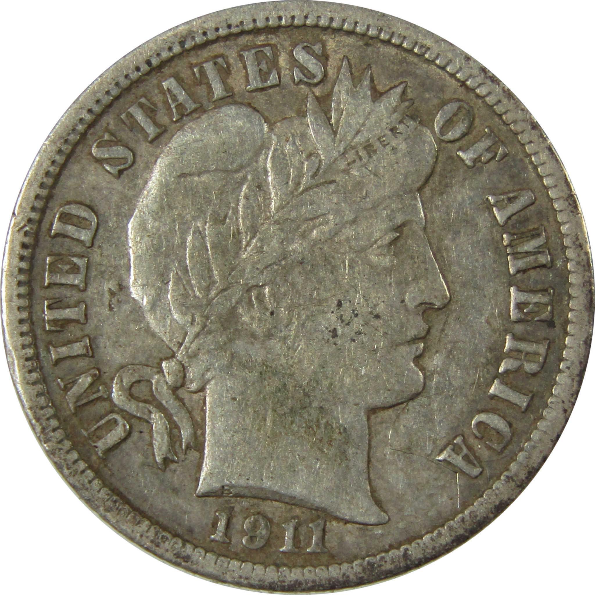 1911 Barber Silver Dime VF Very Fine 10c Coin Collectible SKU:CP993