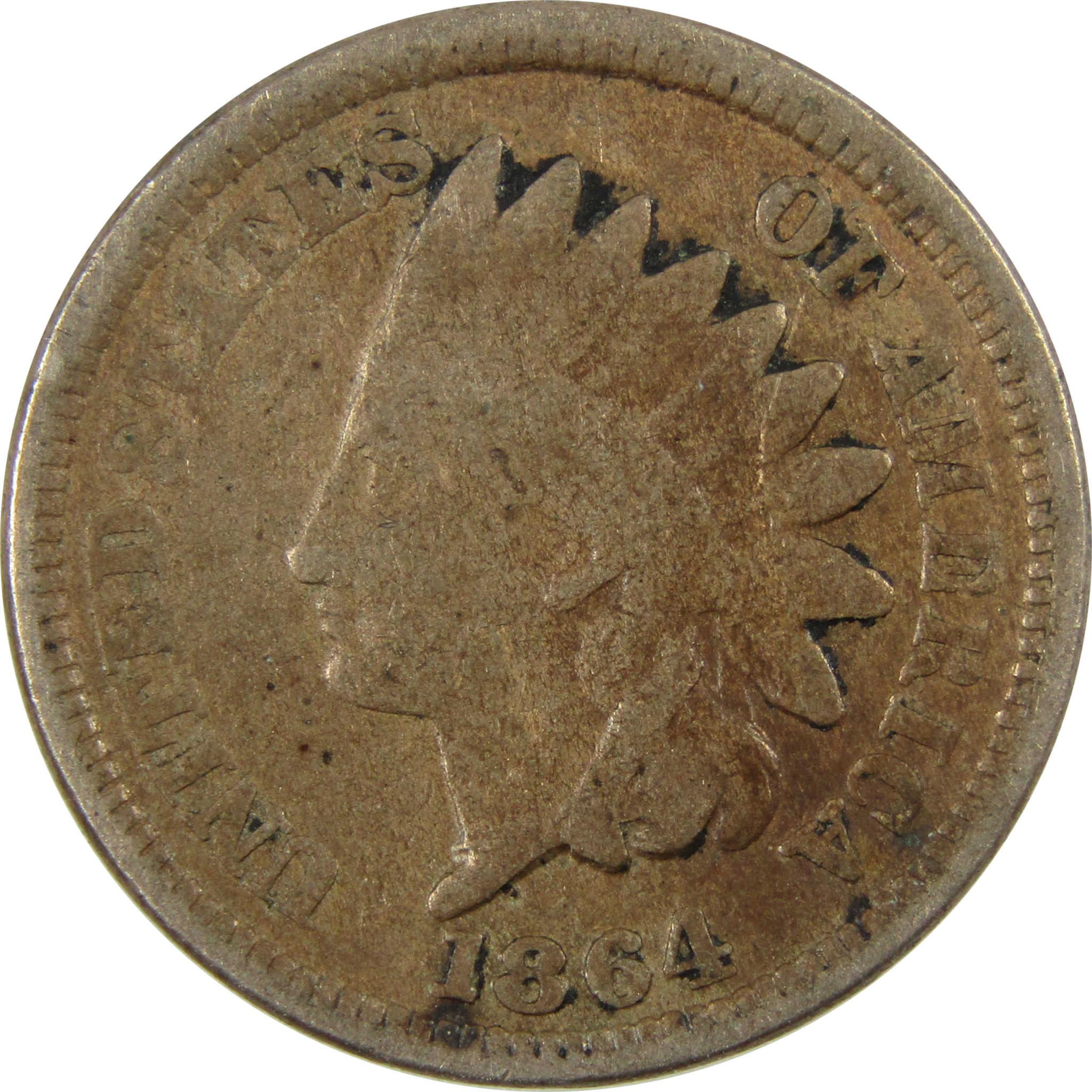 1864 Indian Head Copper-Nickel Cent G Good Details Penny SKU:CP1122