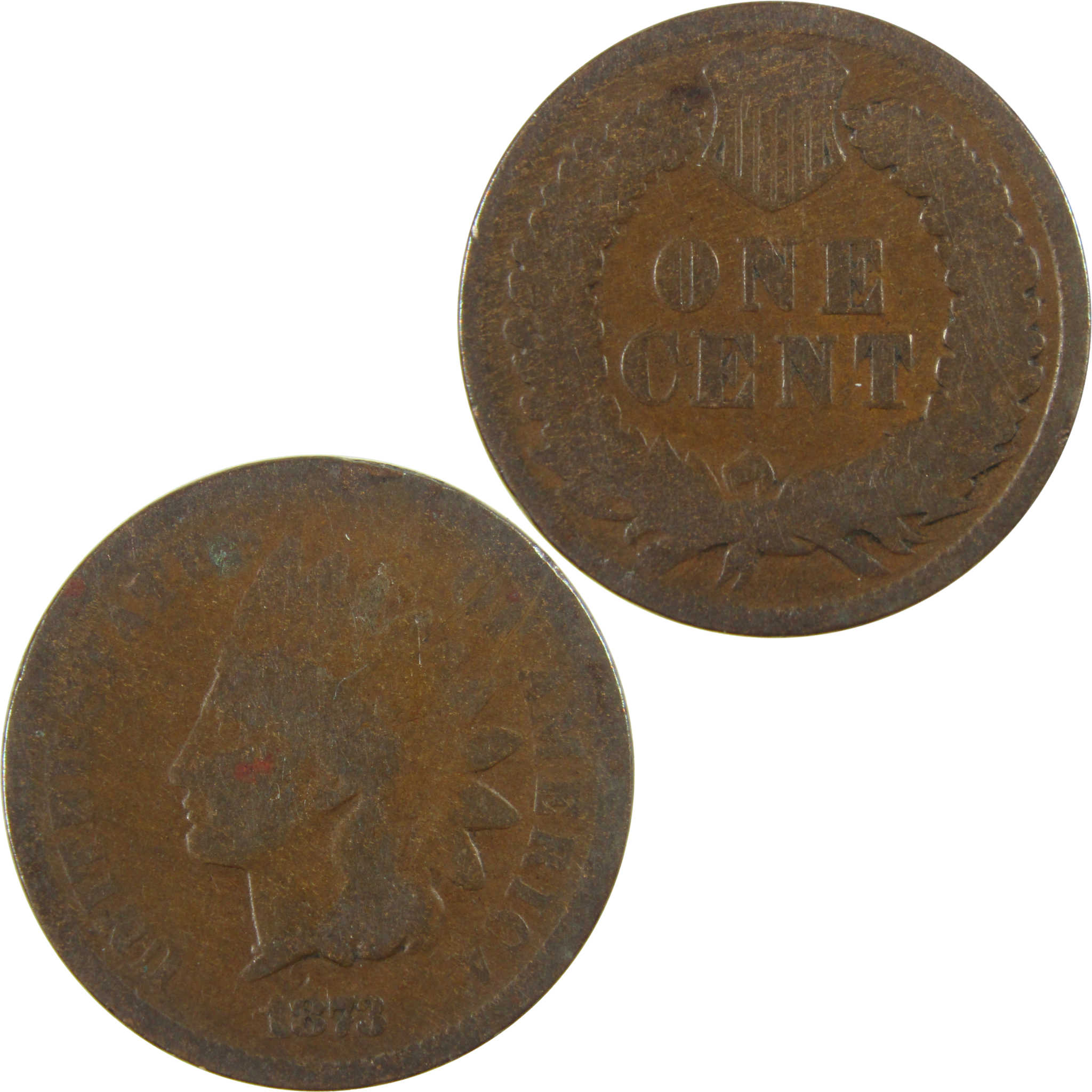 1873 Open 3 Indian Head Cent G Good Penny 1c Coin SKU:I28229