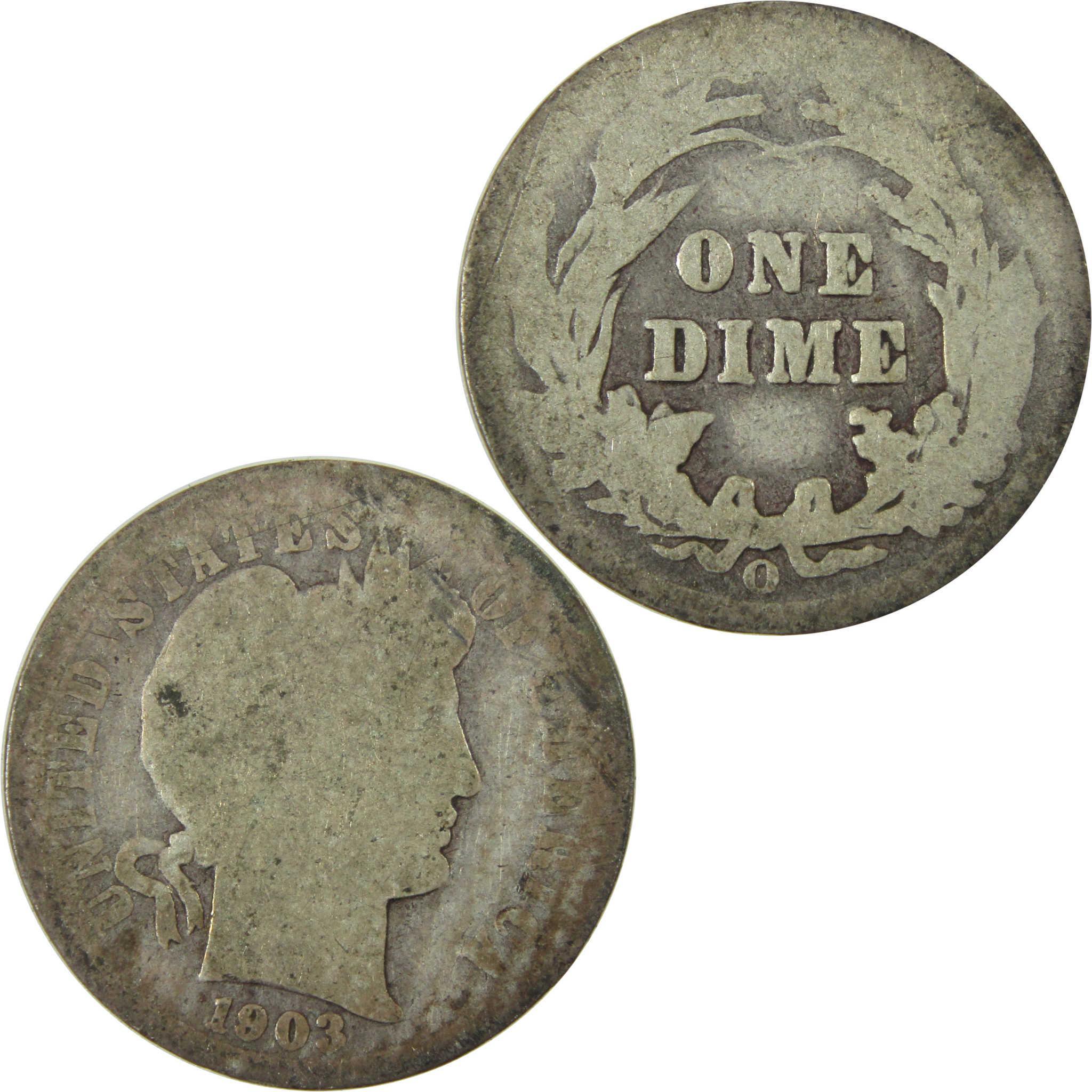 1903 O Barber Silver Dime AG About Good 10c Coin Collectible SKU:CP727