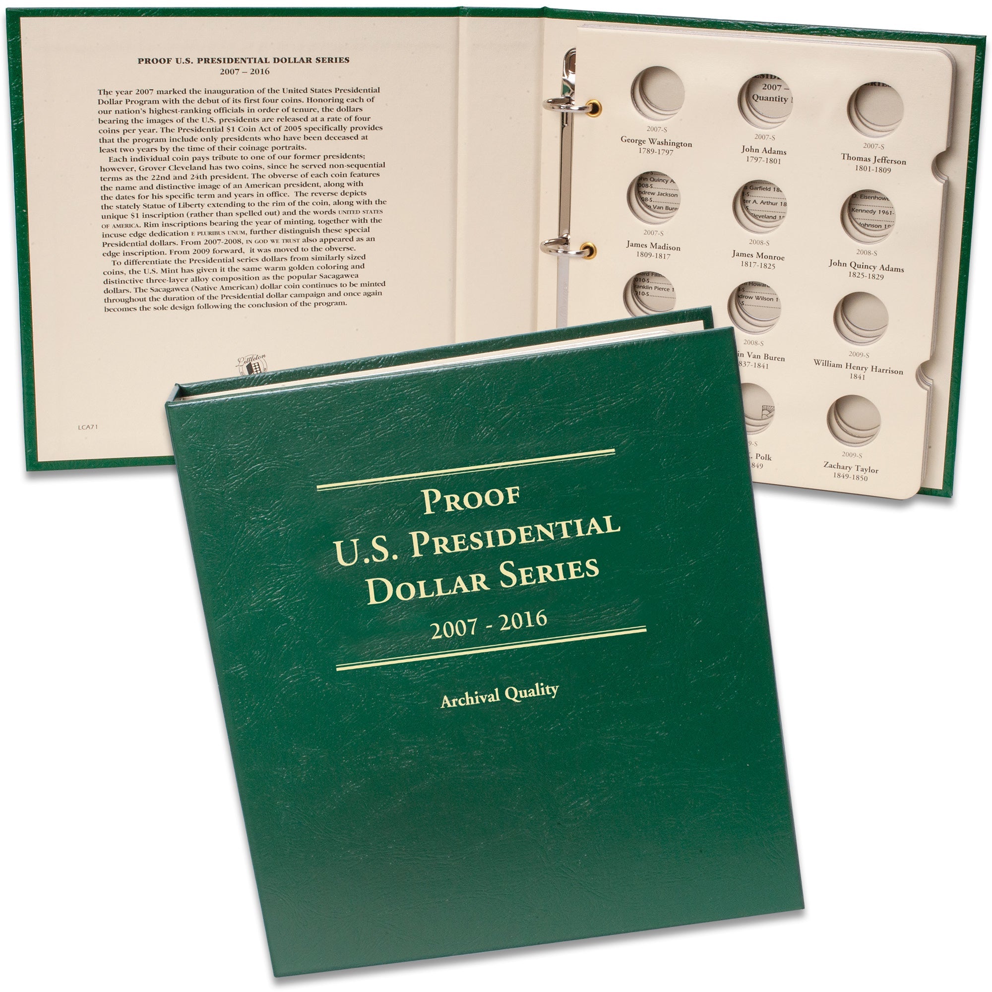 2007-2016 Presidential Dollar Proof Coin Album Littleton Coin Company