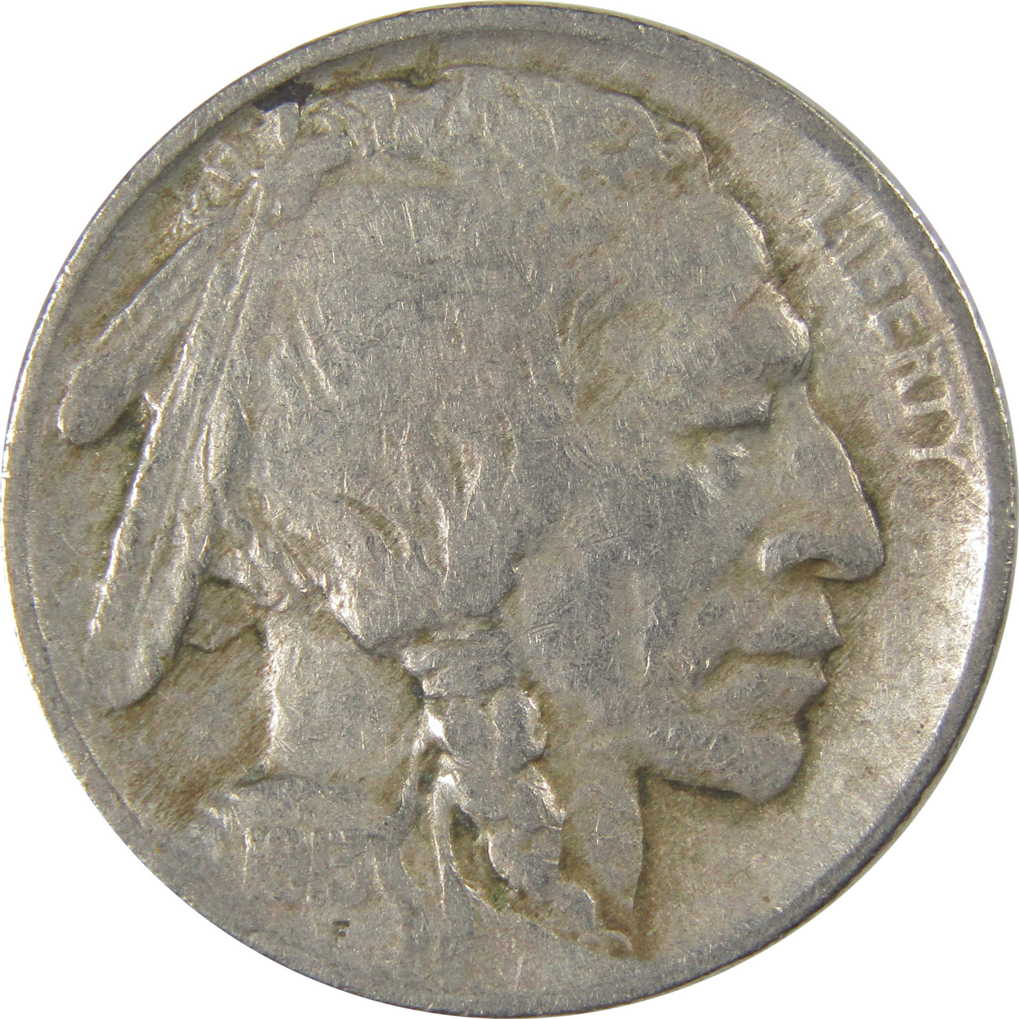 1913 Type 1 Indian Head Buffalo Nickel F Fine 5c Coin SKU:I23875