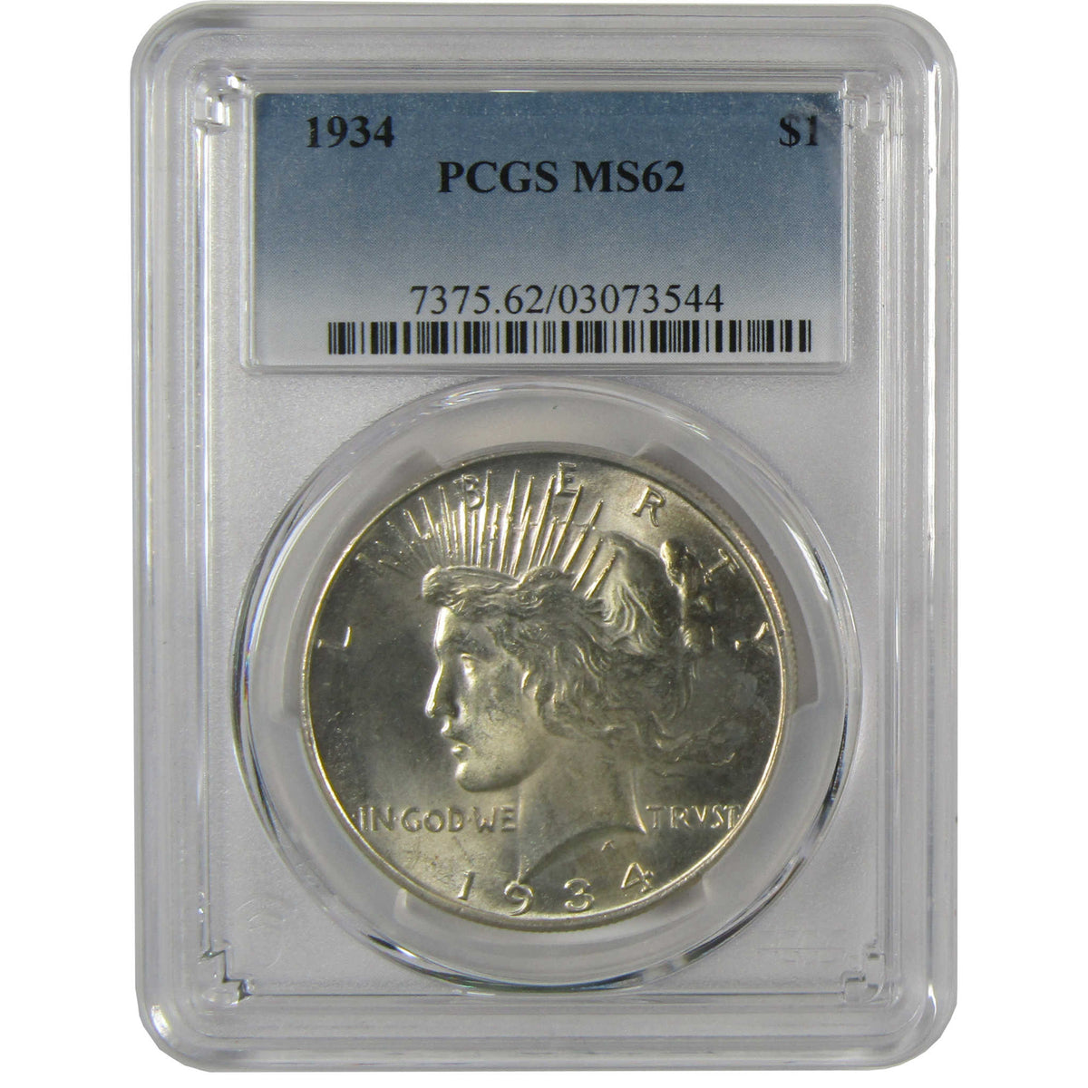 1934 Peace Silver Dollar MS 62 PCGS Uncirculated $1 Coin Collectible