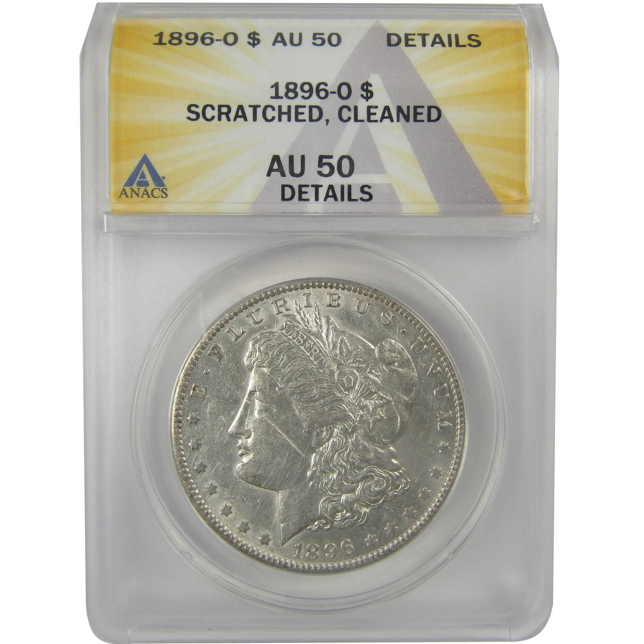 1896 O Morgan Dollar AU 50 Details ANACS Silver $1 Coin SKU:I21785 - Morgan coin - Morgan silver dollar - Morgan silver dollar for sale - Profile Coins & Collectibles