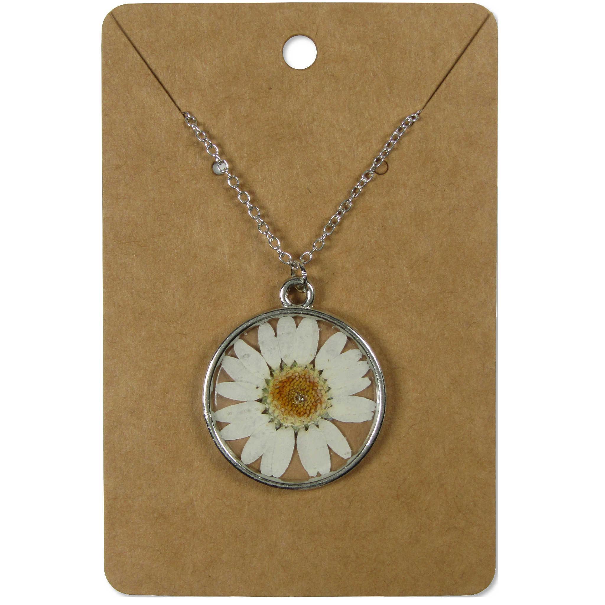 Daisy Floral Resin Necklace with Chain