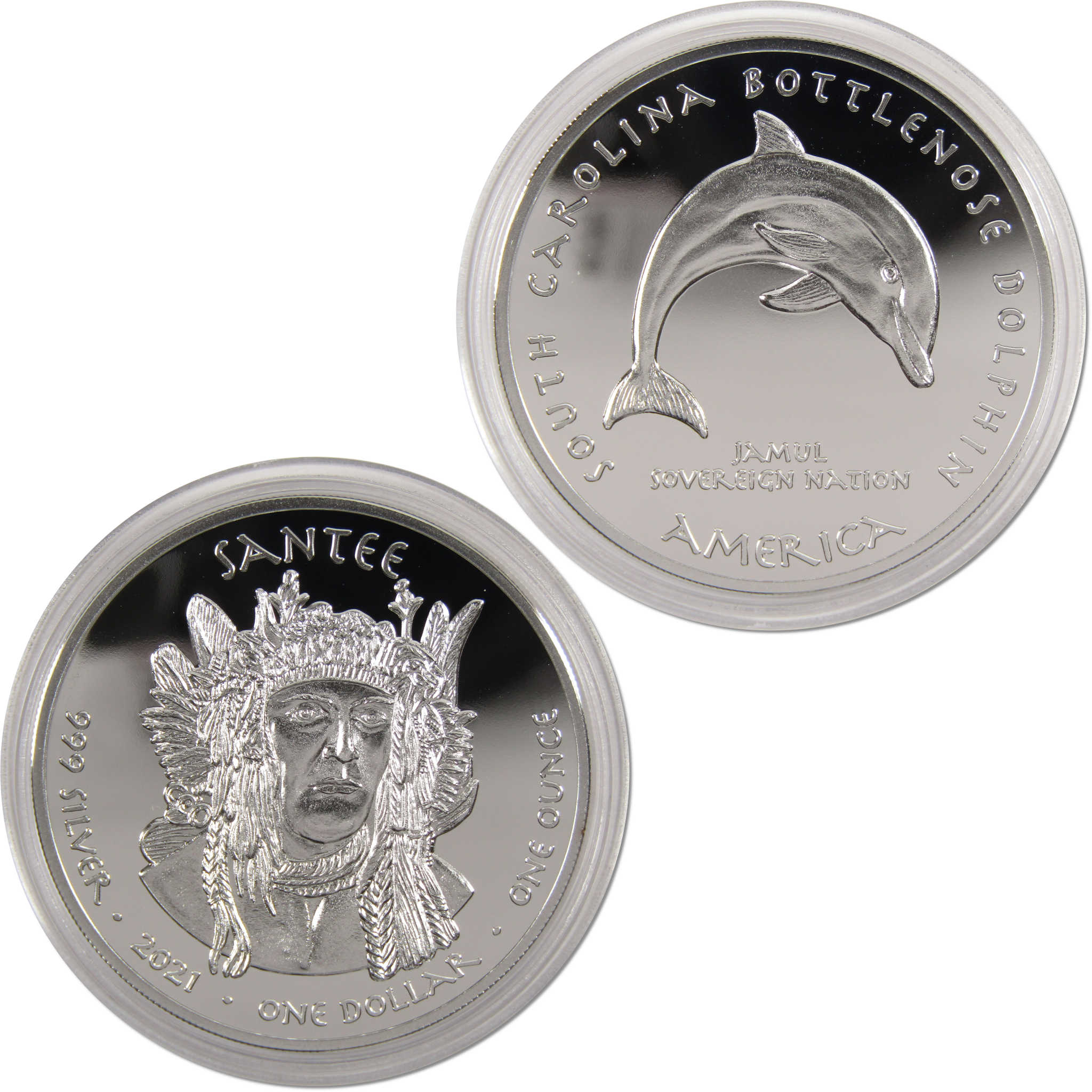 2021 Native American Jamul Santee Carolina Dolphin 1 oz .999 Silver