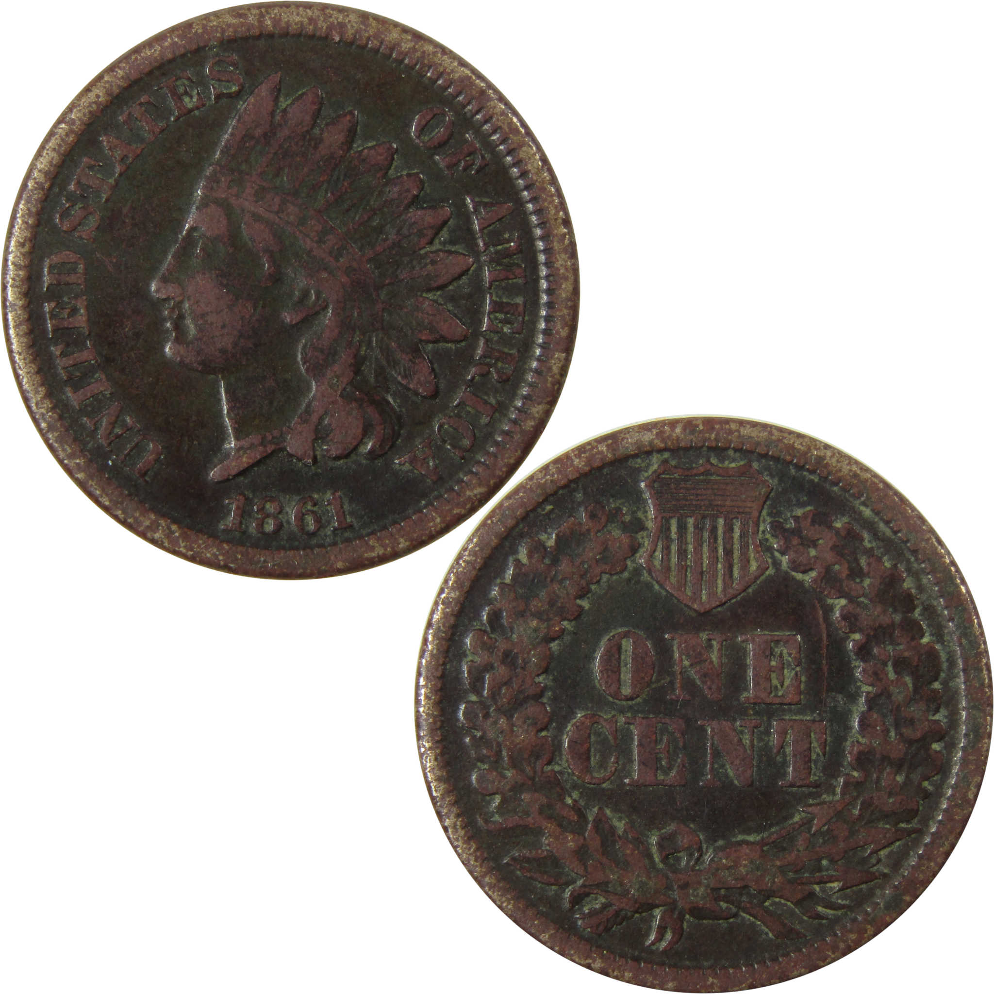 1861 Indian Head Cent F Fine Details Penny 1c Coin SKU:CP1186
