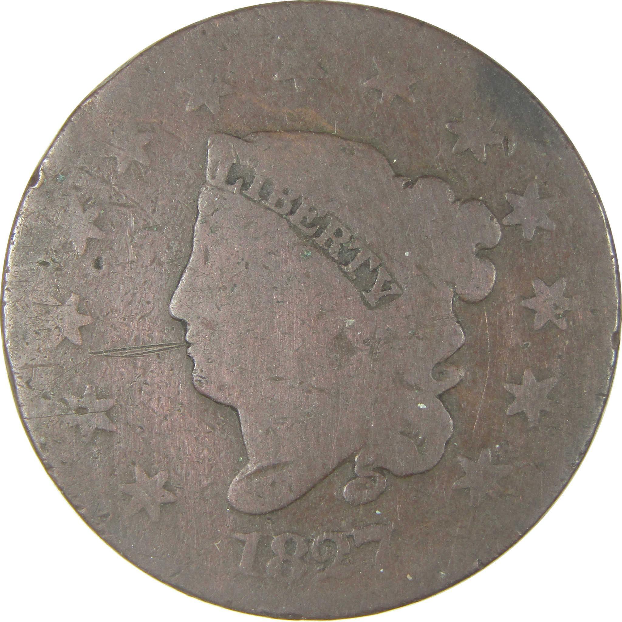 1827 Coronet Head Large Cent AG About Good Copper Penny SKU:I22532