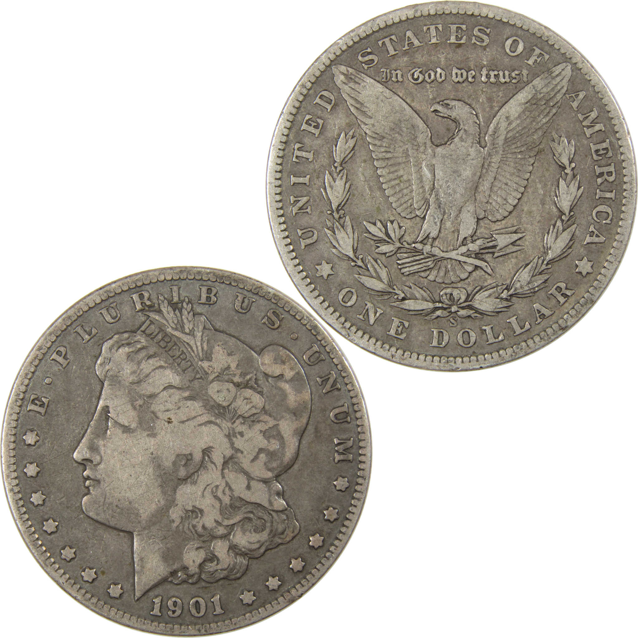 1901 S Morgan Dollar F Fine Details Silver $1 Coin SKU:I23913 - Morgan coin - Morgan silver dollar - Morgan silver dollar for sale - Profile Coins & Collectibles