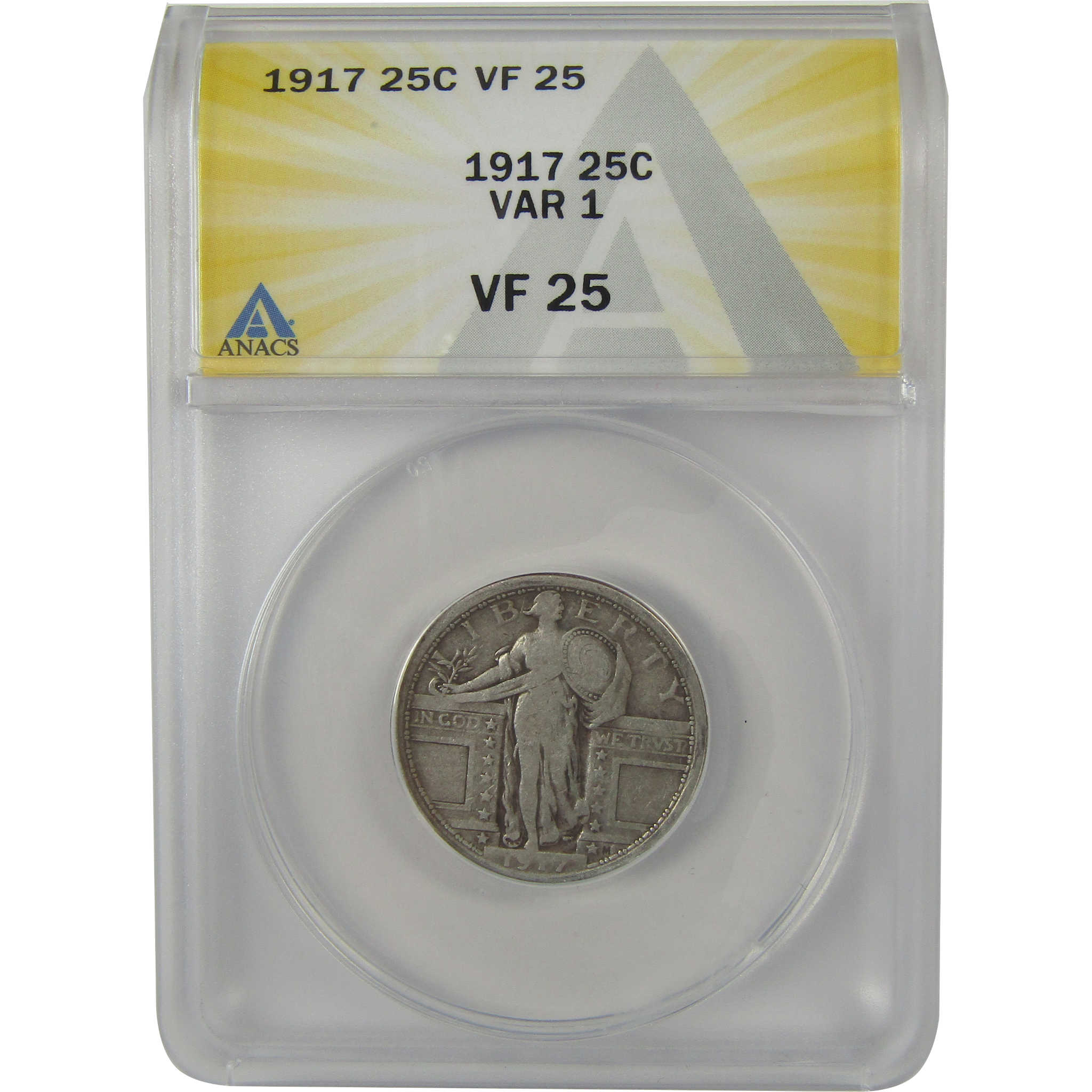 1917 Type 1 Standing Liberty Quarter VF 25 ANACS Silver SKU:I22222