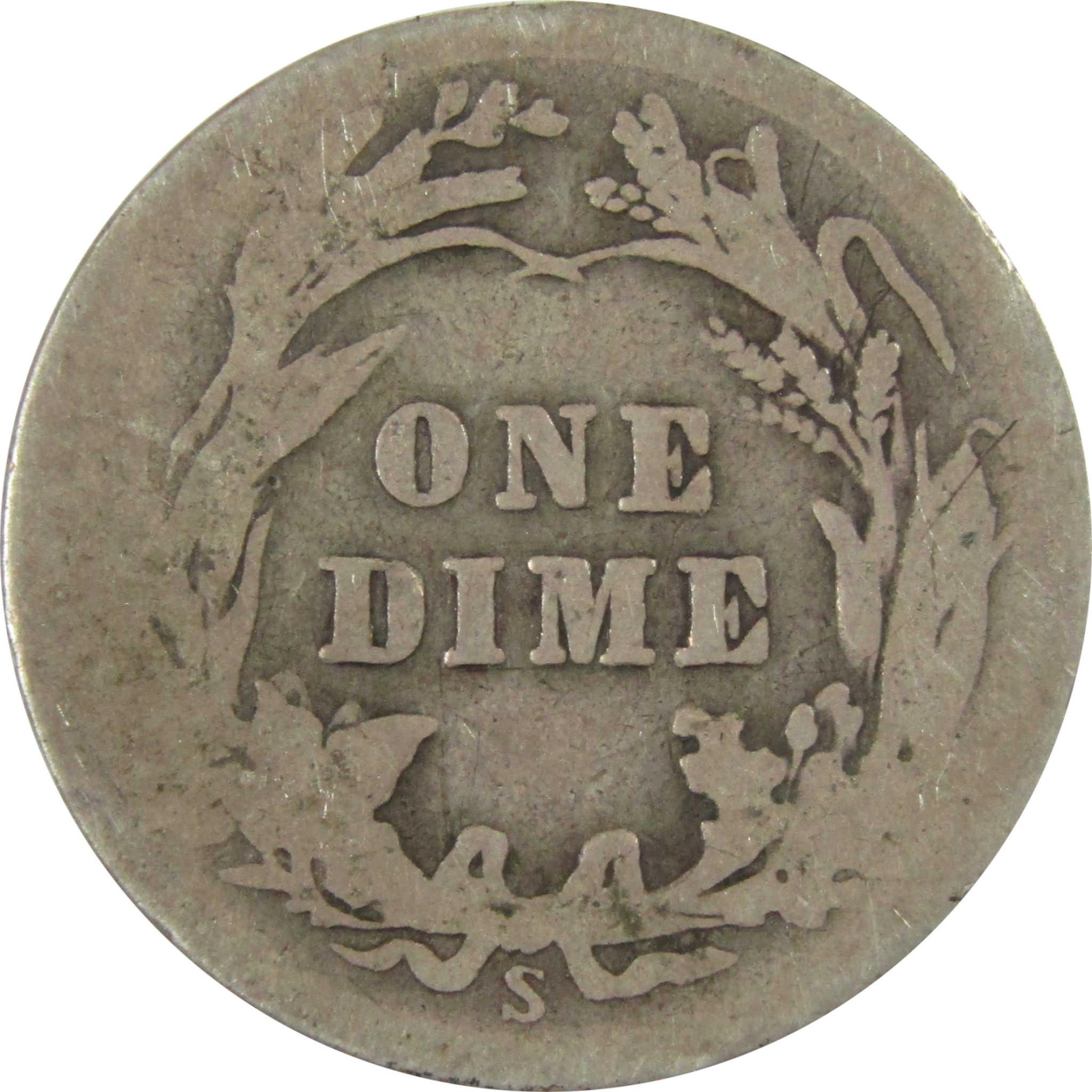 1913 S Barber Silver Dime AG About Good 10c Coin Collectible SKU:CP697
