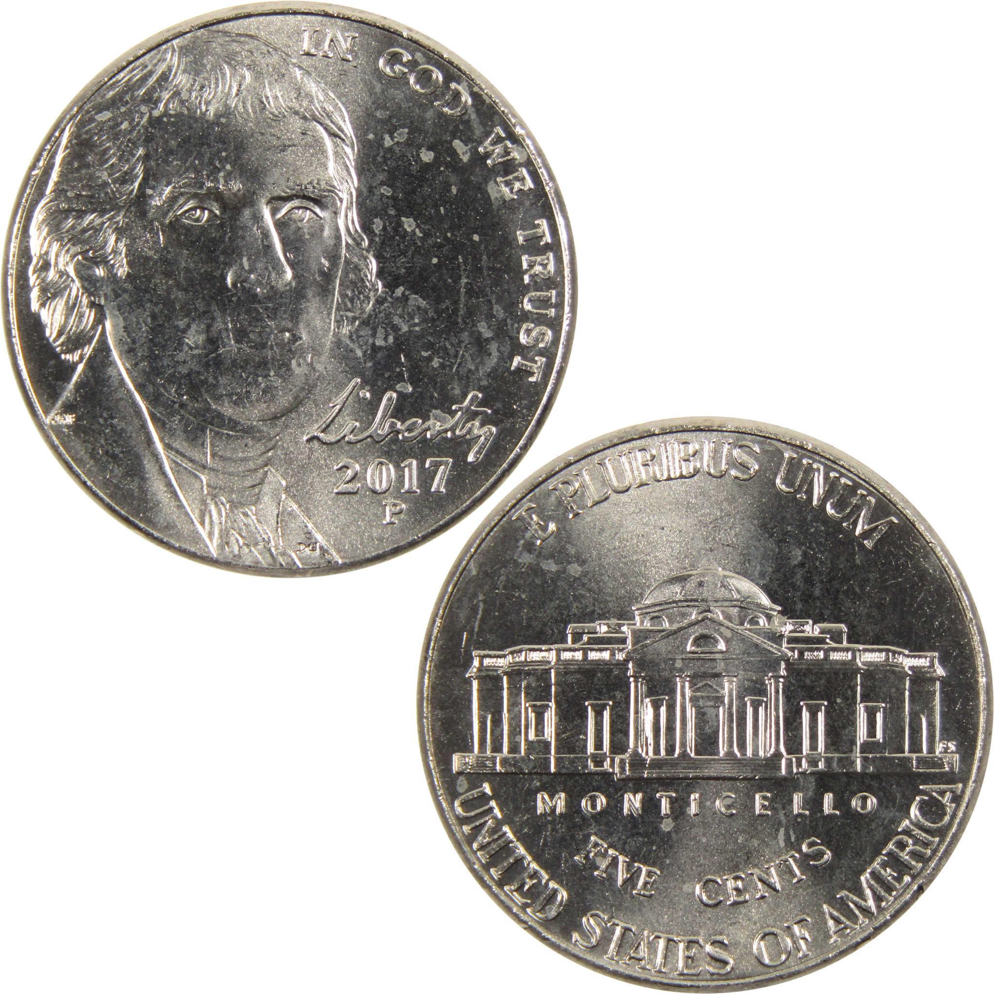 2017 P Jefferson Nickel BU Uncirculated 5c Coin