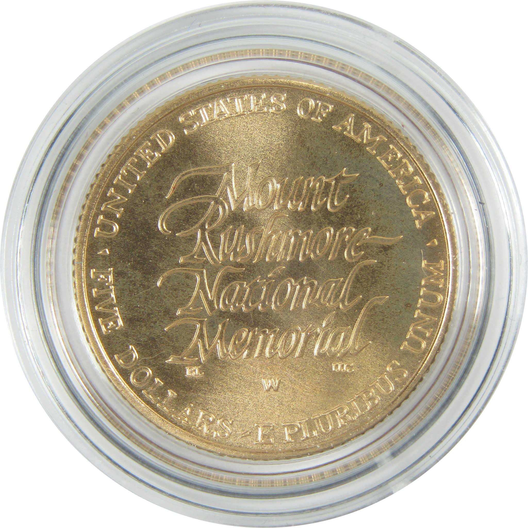 1991 W Mount Rushmore Commemorative Gold Uncirculated $5 Coin