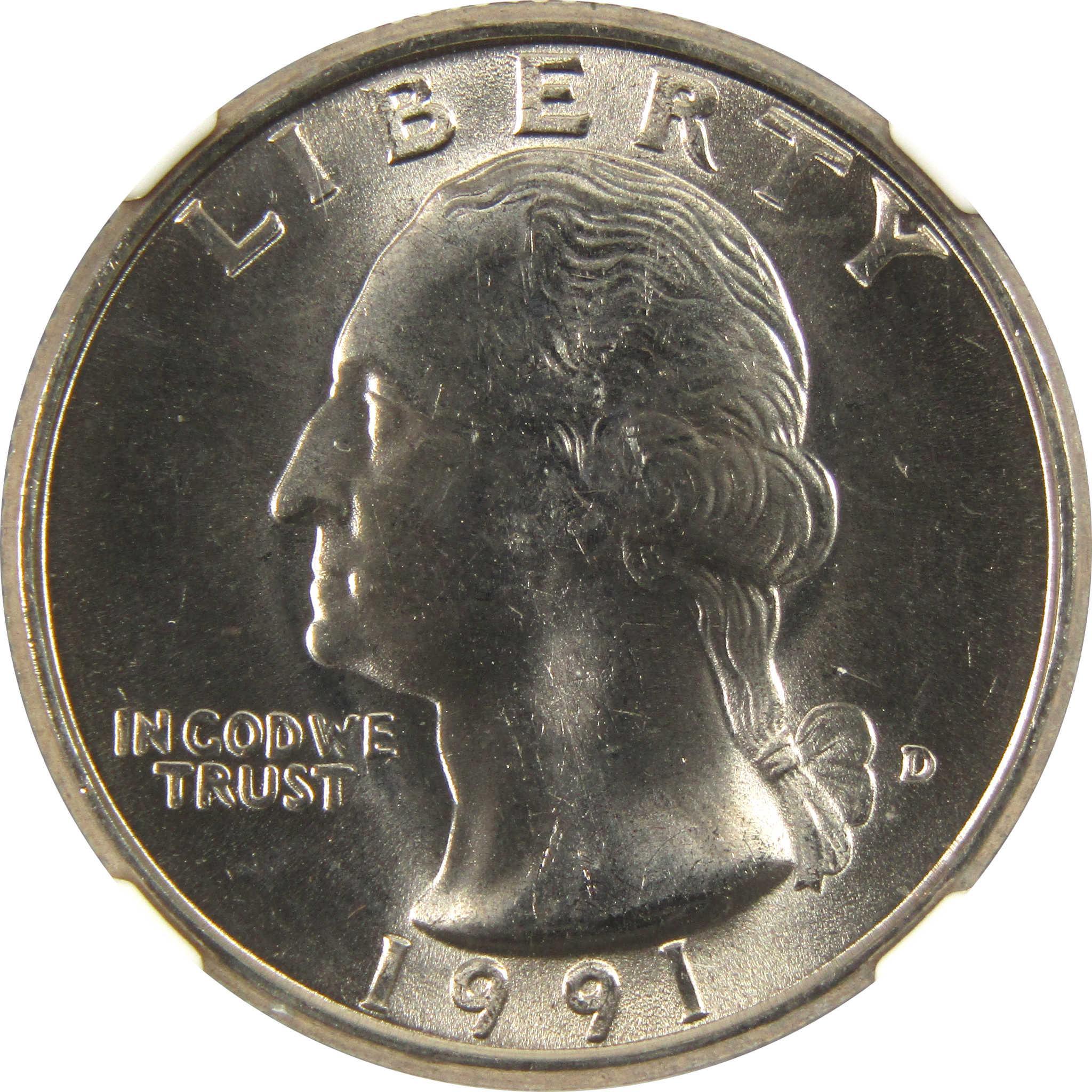 1991 D Washington Quarter MS 67 NGC Clad 25c Uncirculated SKU:I9595