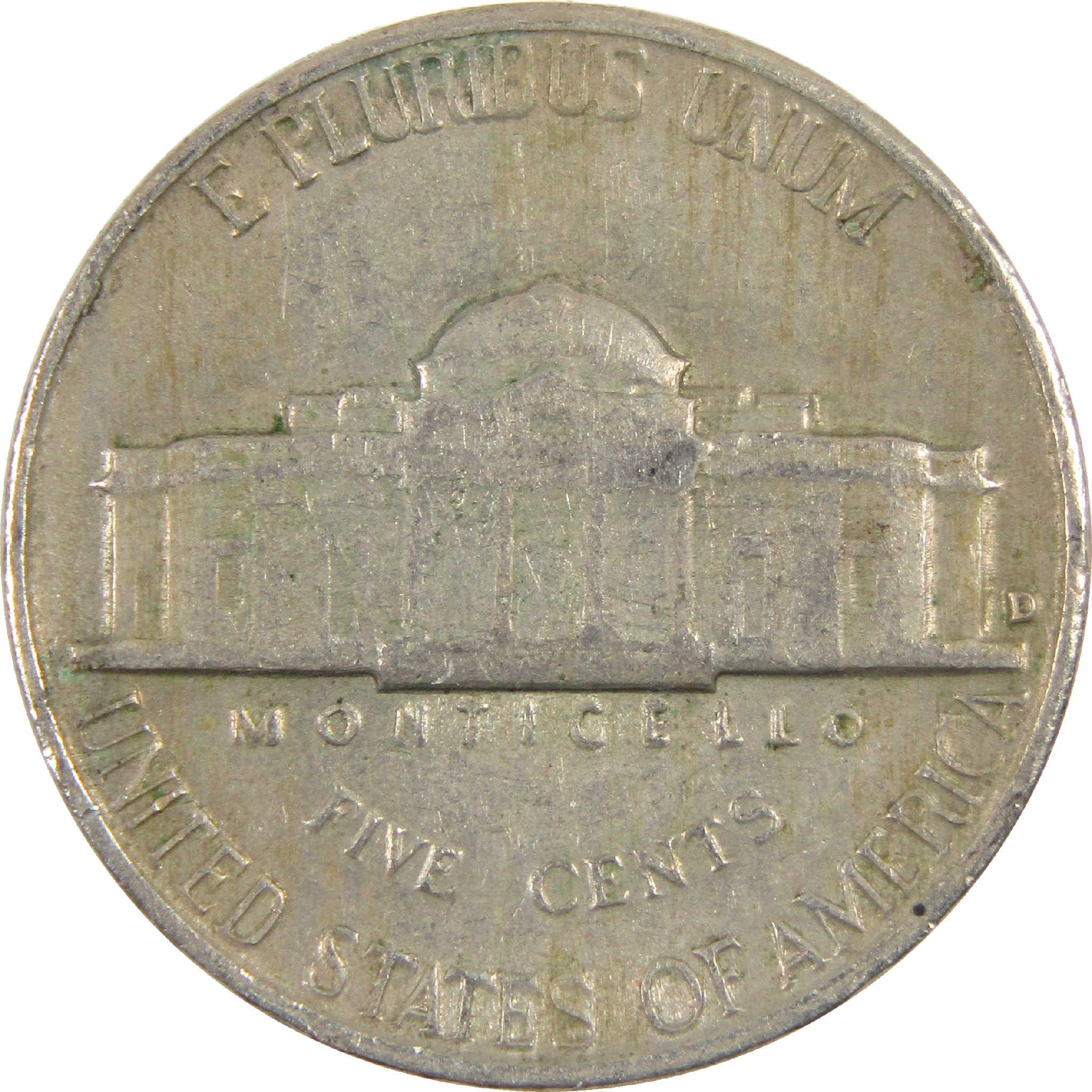 1962 D Jefferson Nickel Circulated 5c Coin Collectible