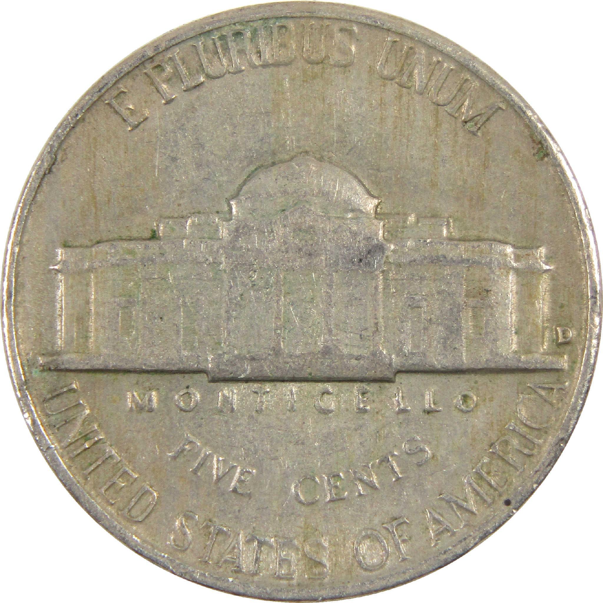 1962 D Jefferson Nickel Circulated 5c Coin Collectible