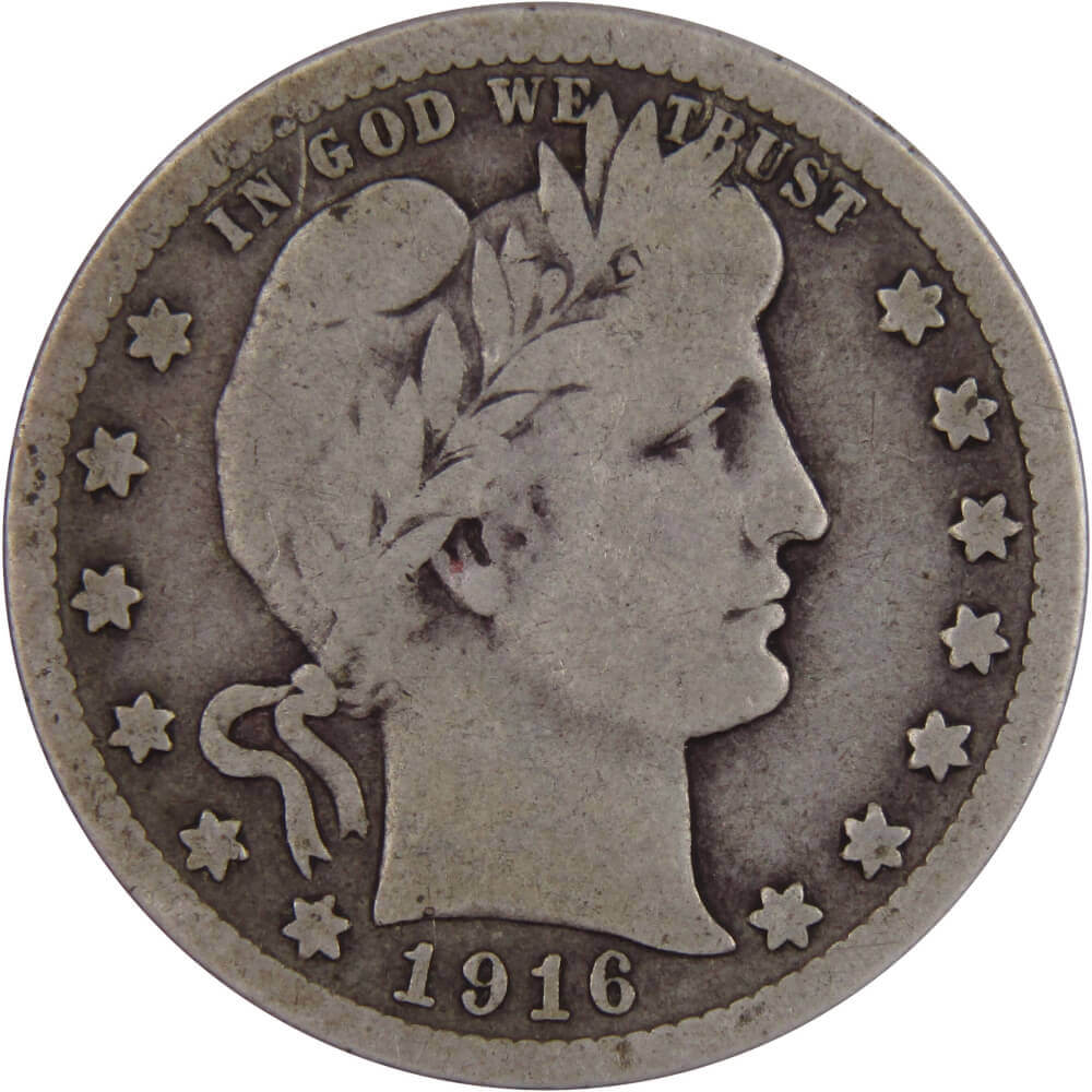 1916 Barber Quarter VG Very Good Silver 25c Coin