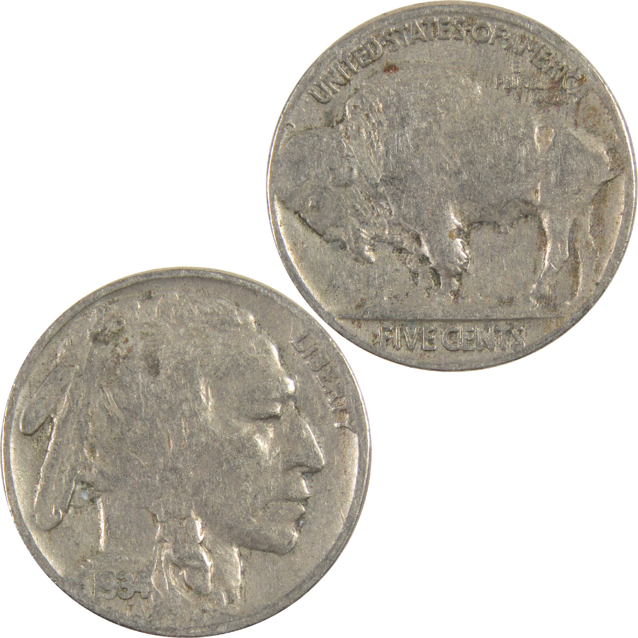 1934 Indian Head Buffalo Nickel G Good 5c Coin