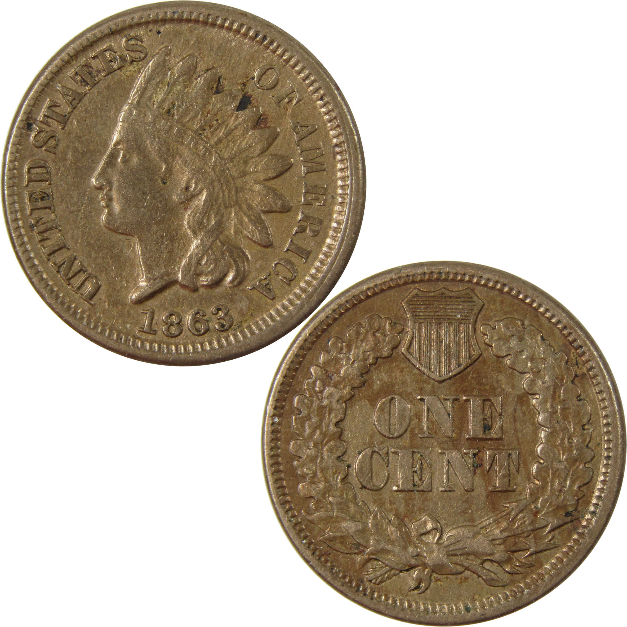 1863 Indian Head Cent XF EF Extremely Fine Penny 1c Coin SKU:CP1254