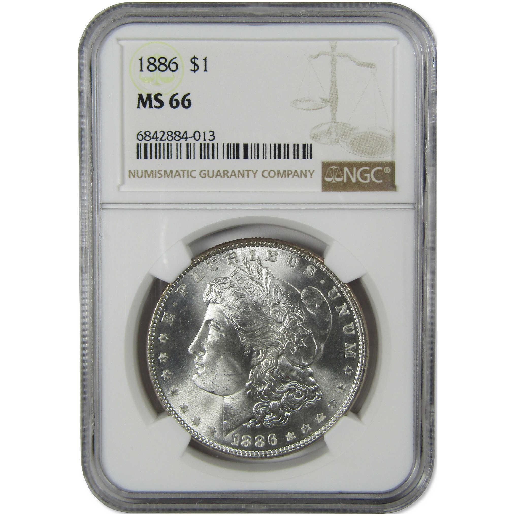 1886 Morgan Silver Dollar MS 66 NGC Uncirculated $1 Coin Collectible - Morgan coin - Morgan silver dollar - Morgan silver dollar for sale - Profile Coins & Collectibles