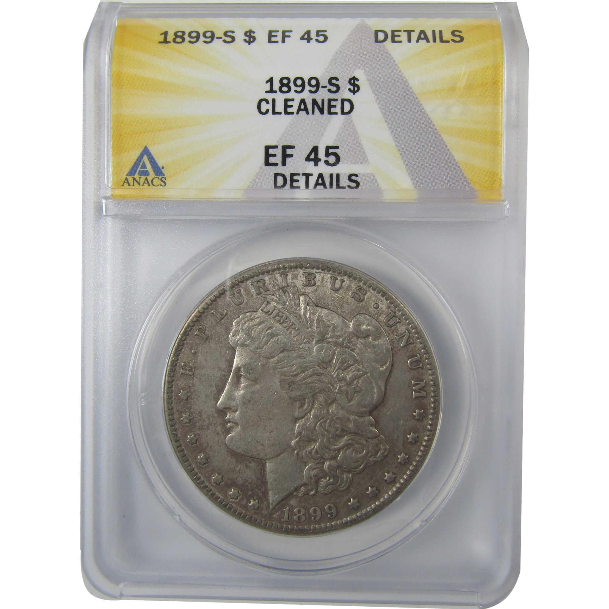 1899 S Morgan Silver Dollar EF 45 Details ANACS $1 Coin SKU:I25402 - Morgan coin - Morgan silver dollar - Morgan silver dollar for sale - Profile Coins & Collectibles