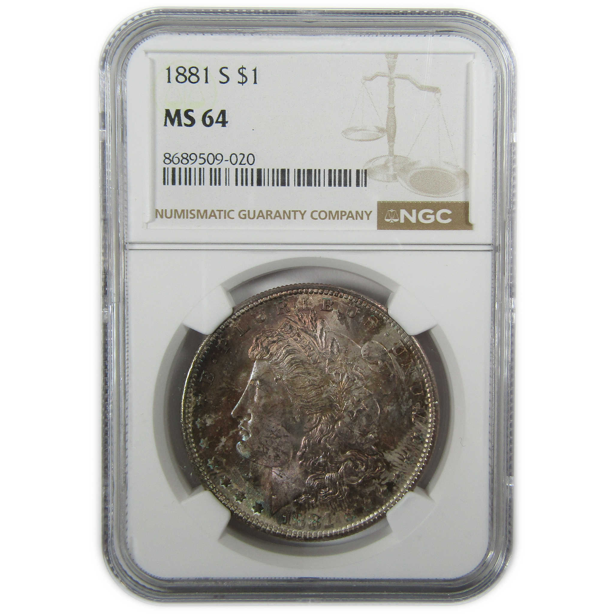 1881 S Morgan Silver Dollar MS 64 NGC Toned Obverse SKU:CP393