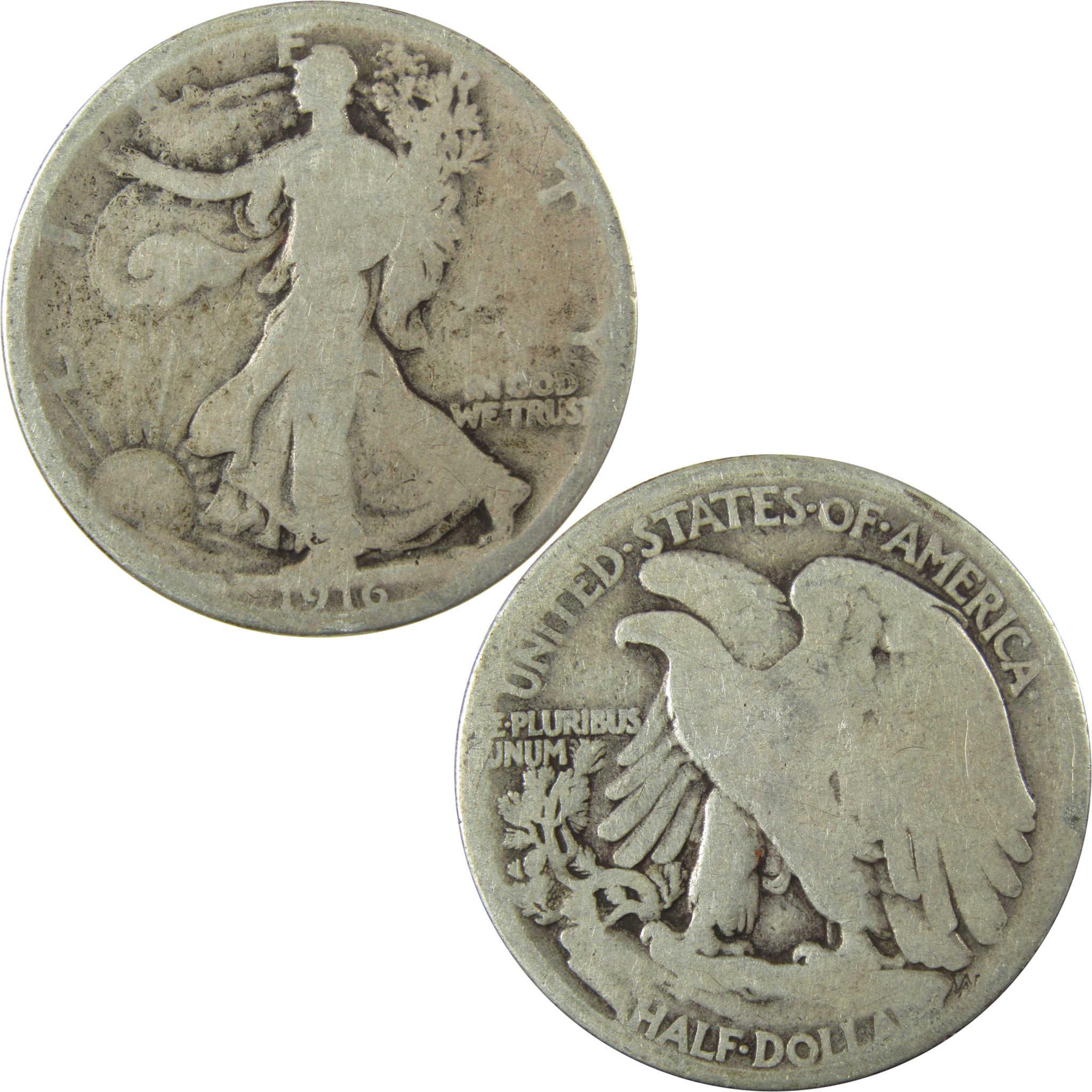 1916 Liberty Walking Silver Half Dollar AG About Good SKU:CP1453