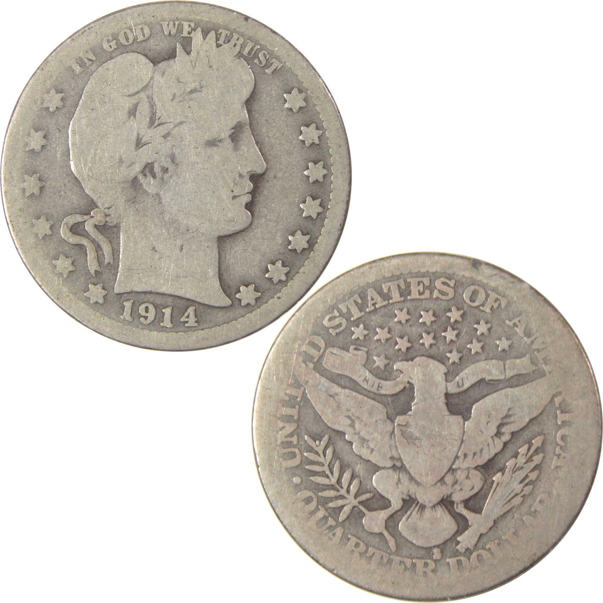 1914 S Barber Quarter AG About Good Silver 25c Coin SKU:I17006