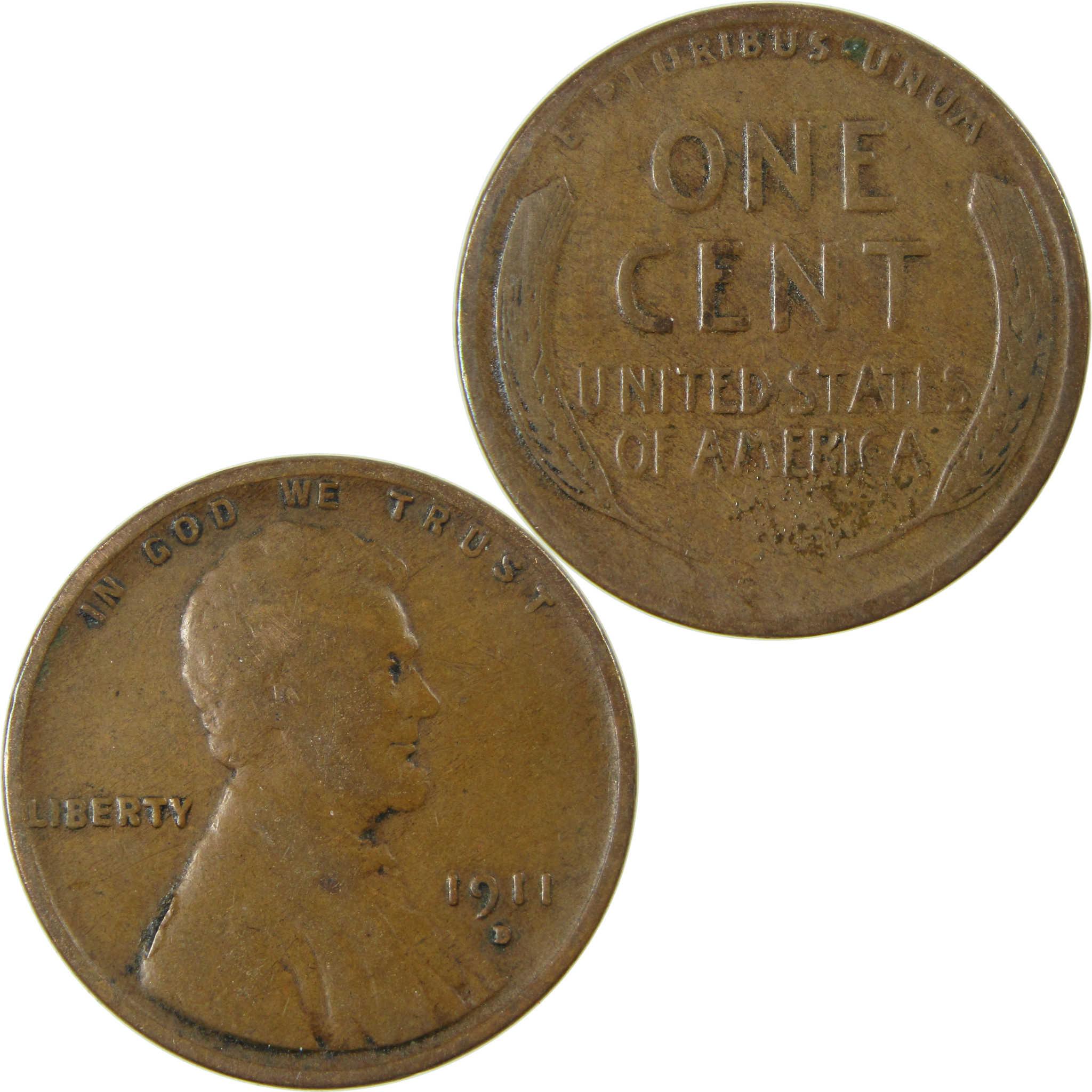 1911 D Lincoln Wheat Cent F Fine Penny 1c Coin SKU:I26232