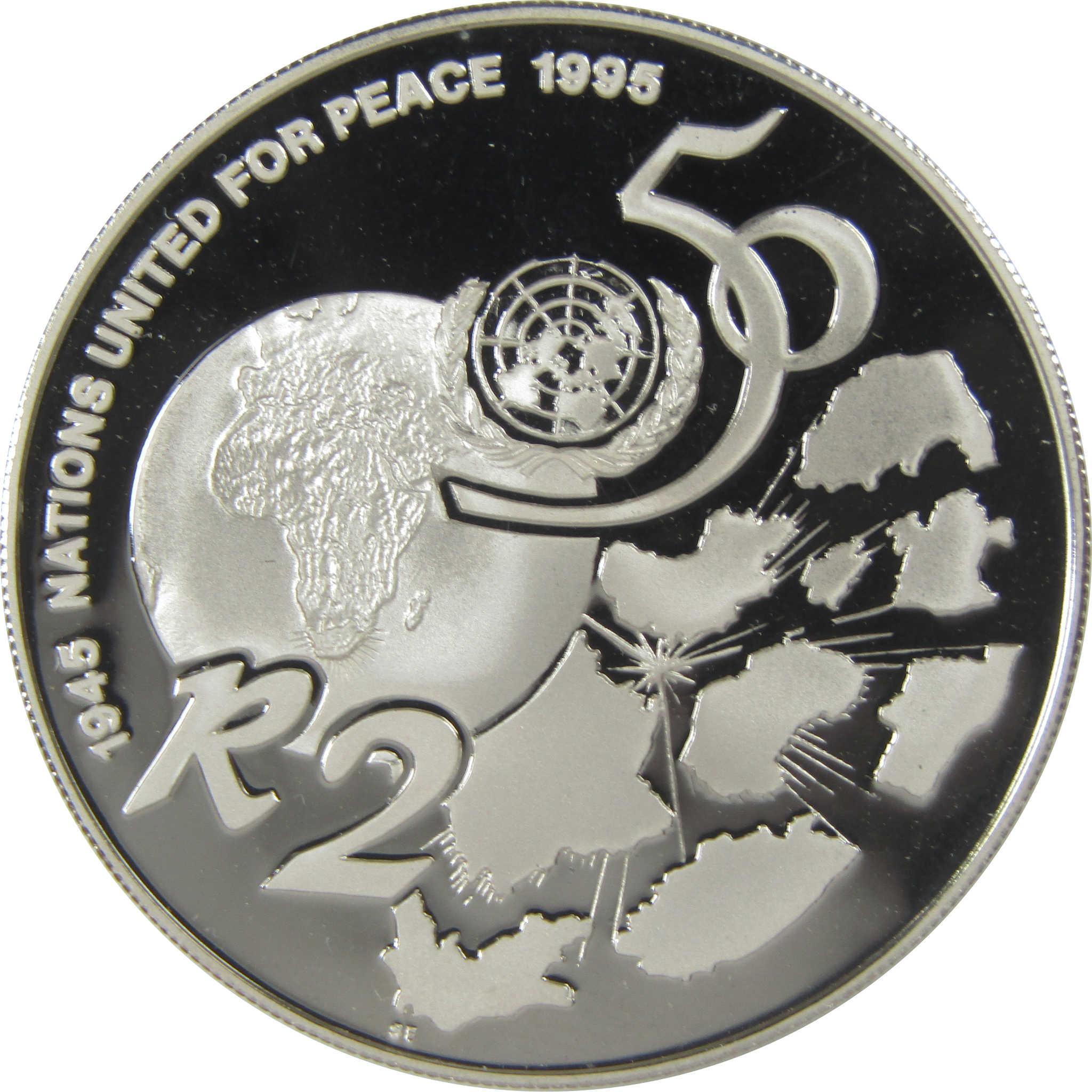 1995 South Africa United Nations Commemorative Silver R2 SKU:CPC0566