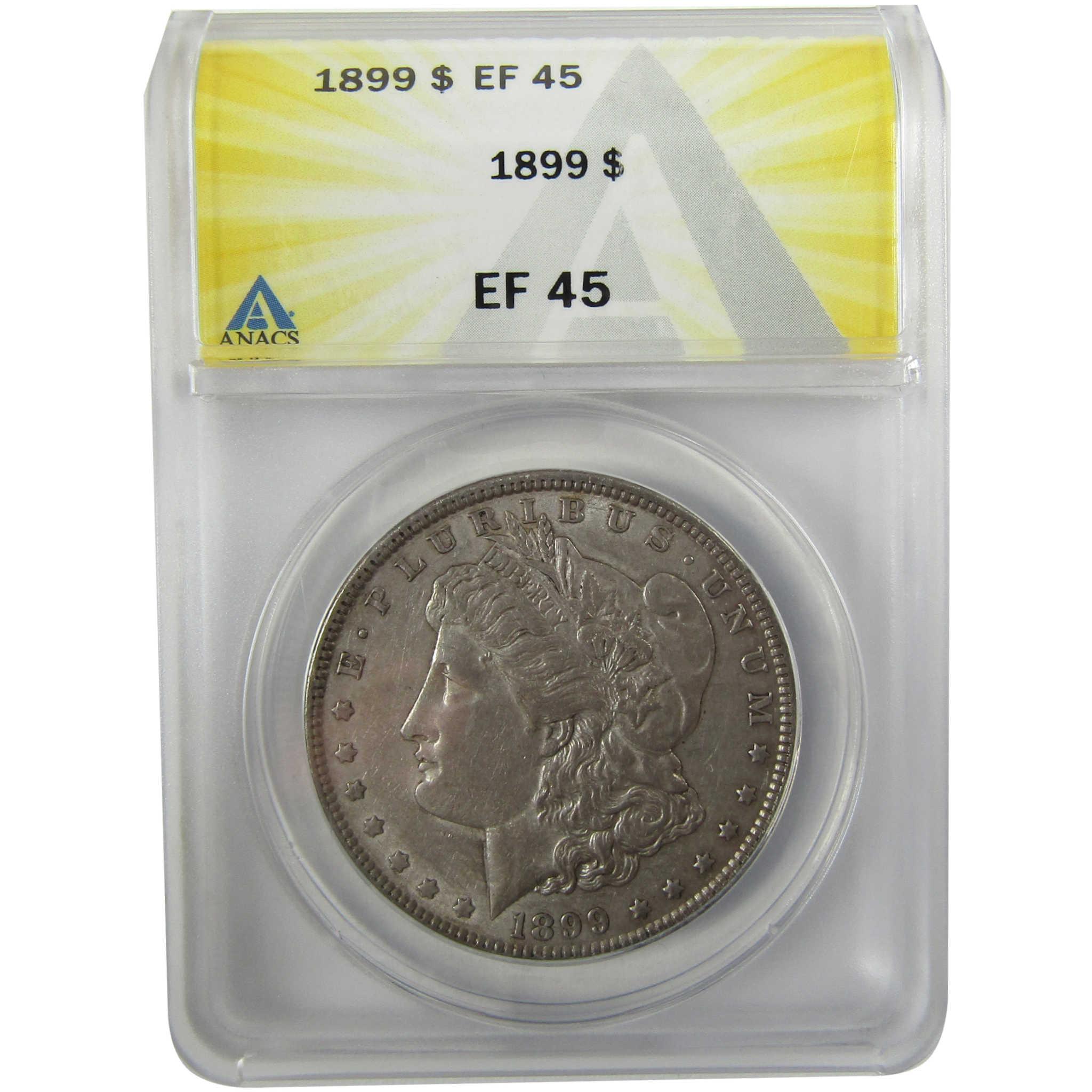 1899 Morgan Silver Dollar EF 45 ANACS $1 Coin Collectible SKU:I28018 - Morgan coin - Morgan silver dollar - Morgan silver dollar for sale - Profile Coins & Collectibles
