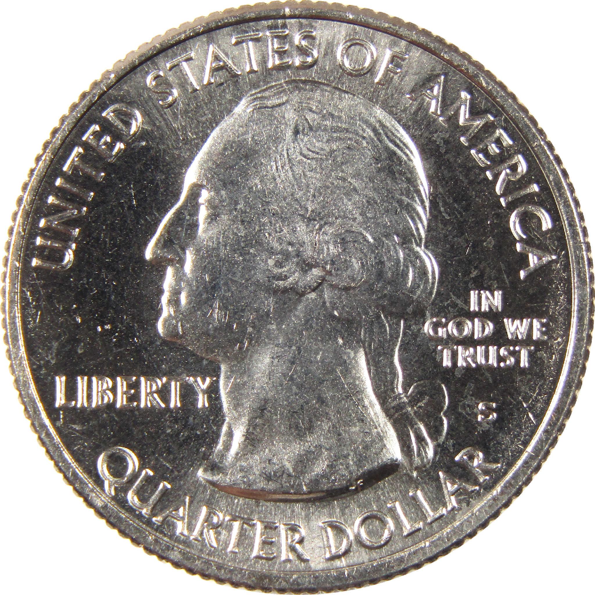 Obverse of a United States Washington quarter dollar coin, featuring Liberty and mint mark S.