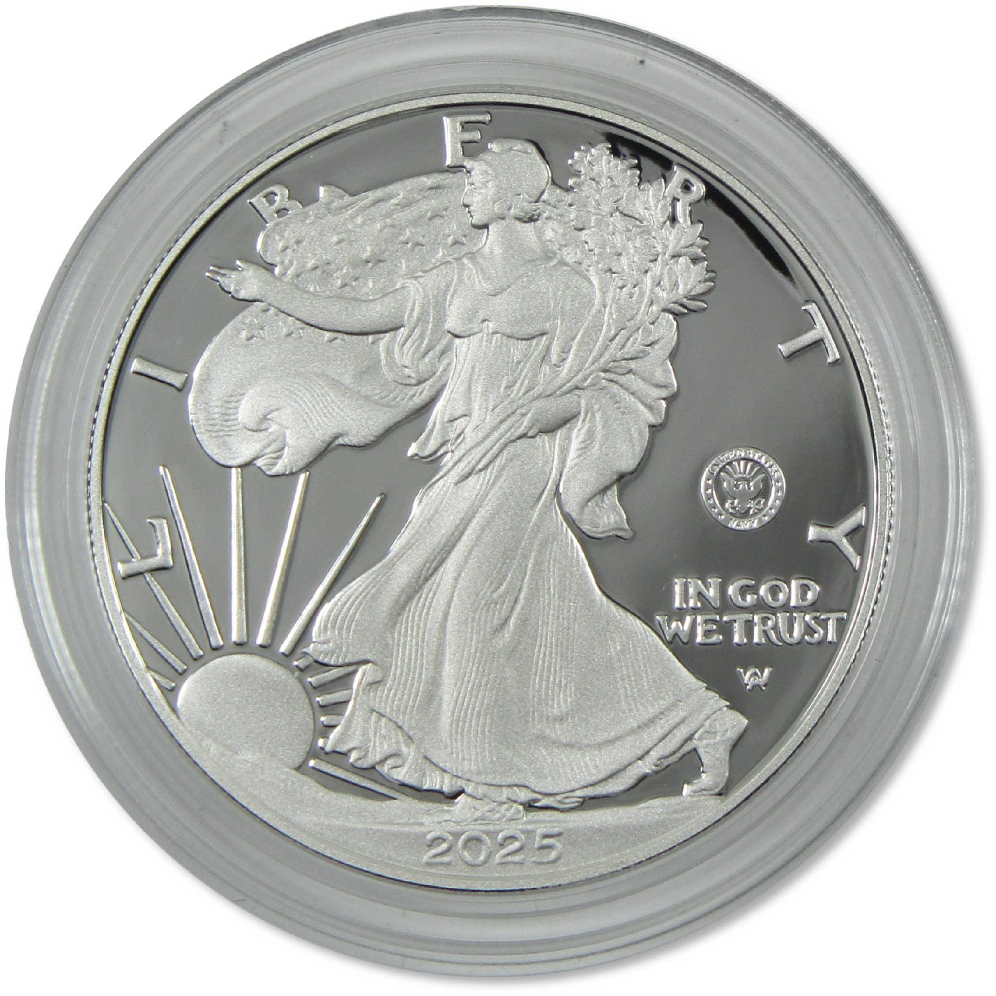 2025 S American Silver Eagle with U.S. Navy Privy Mark Proof OGP COA