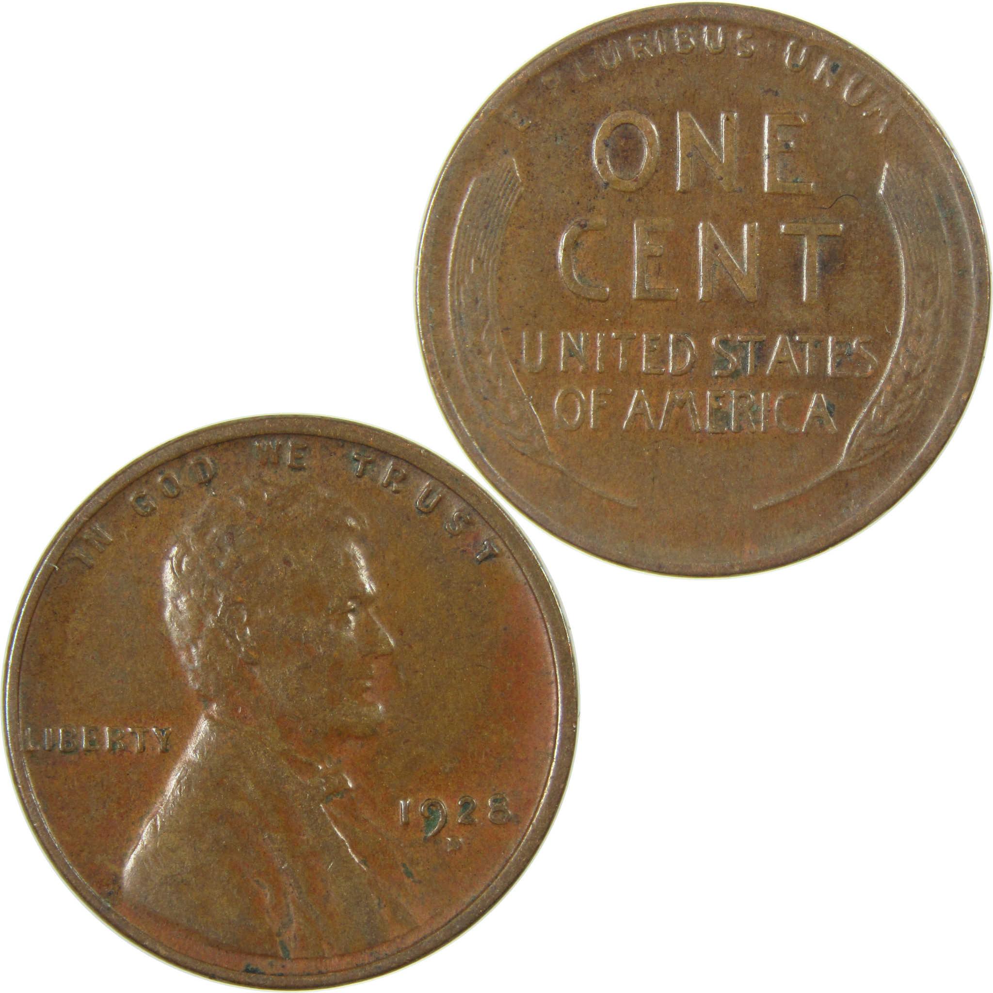 1928 D Lincoln Wheat Cent VF Very Fine Penny 1c Coin SKU:I27589
