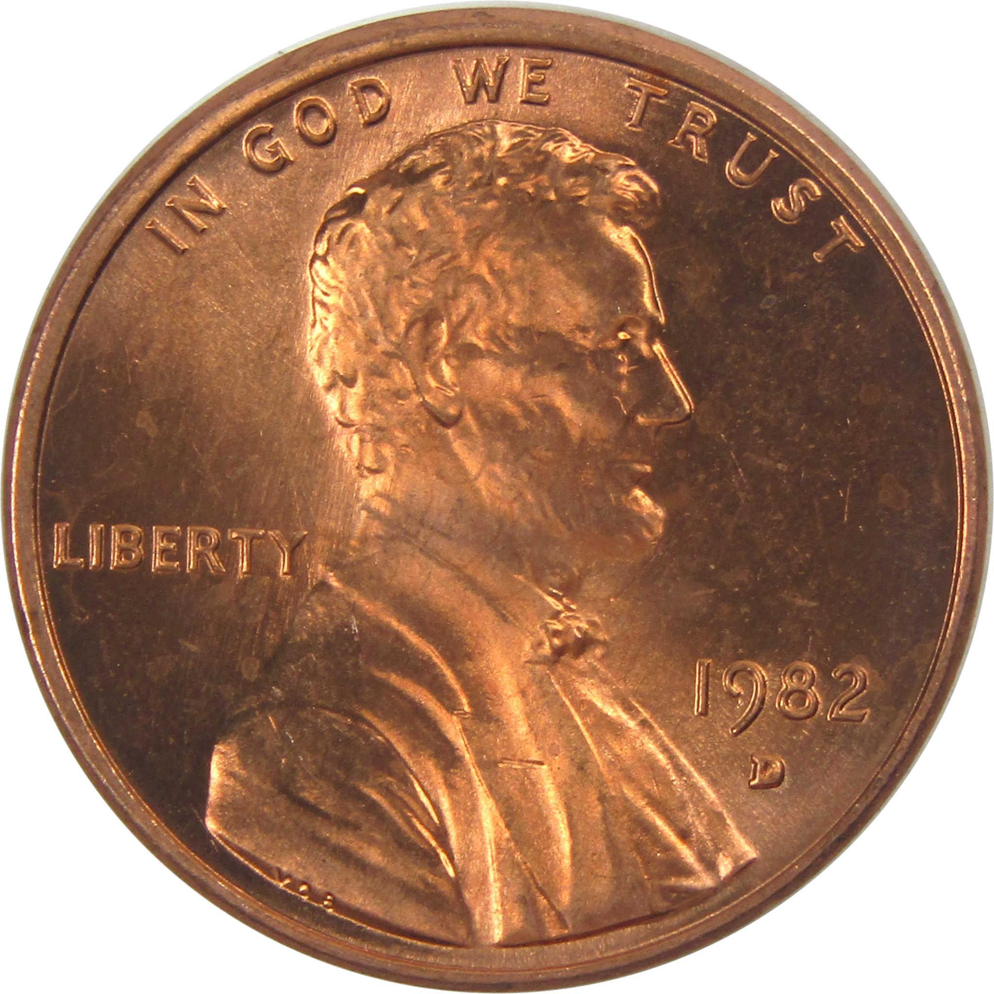 1982 D Small Date Lincoln Memorial 1c Copper-Plated Zinc Uncirculated