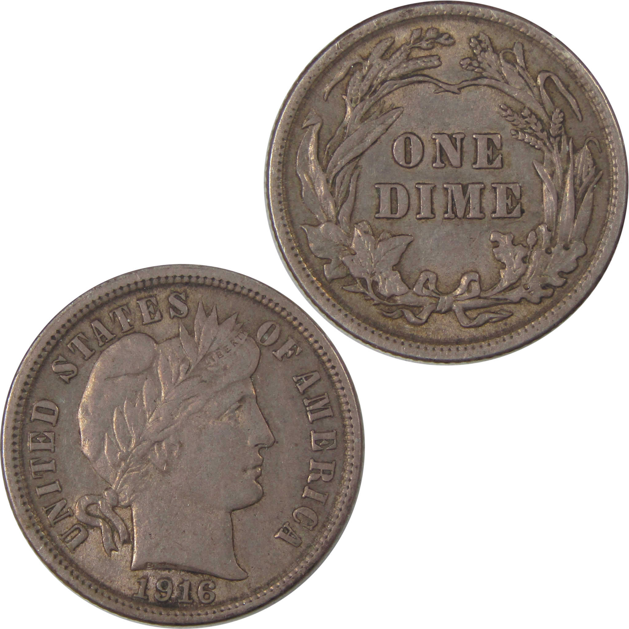 1916 Barber Dime AU About Uncirculated Silver 10c Coin SKU:I18070