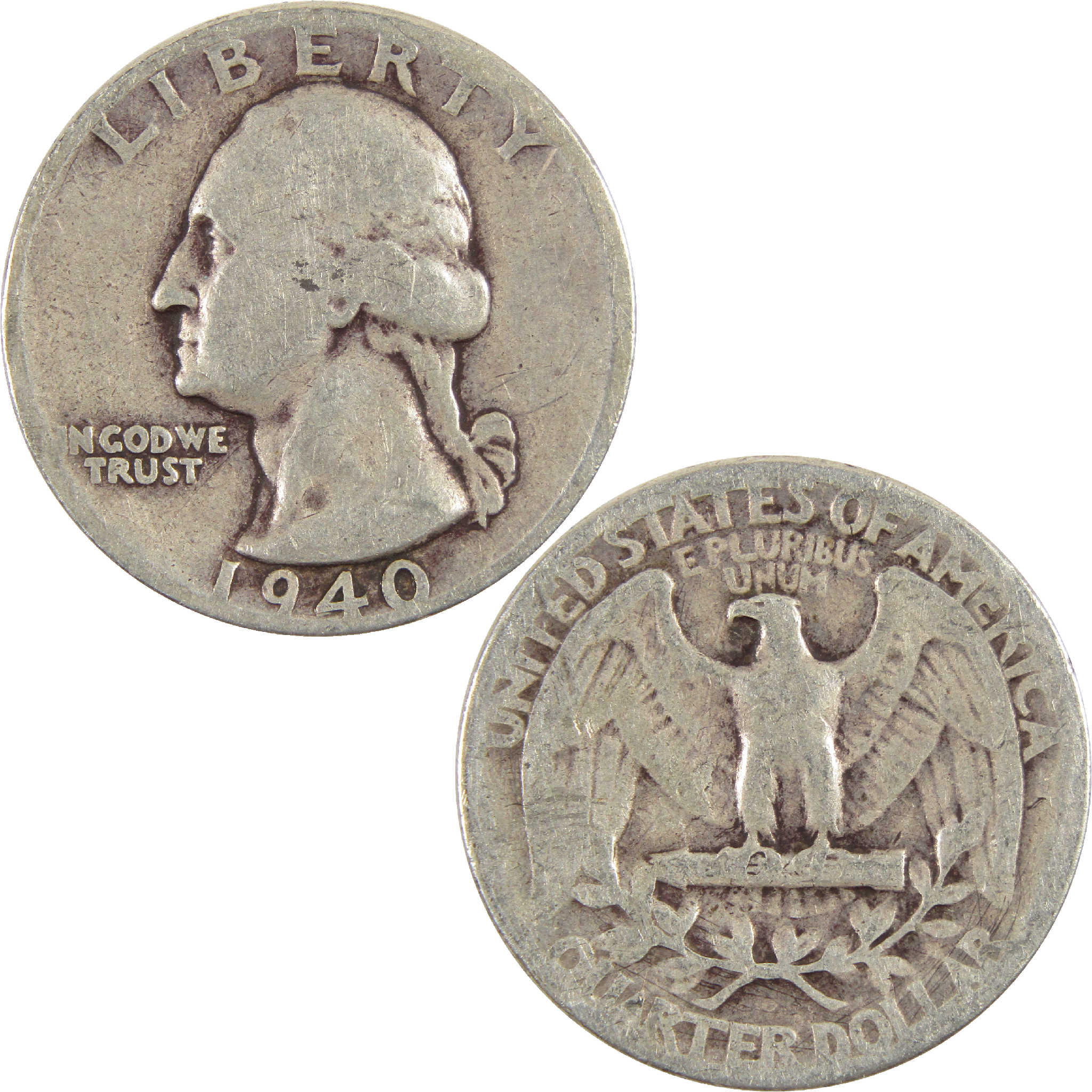 1940 Washington Quarter G Good Silver 25c Coin