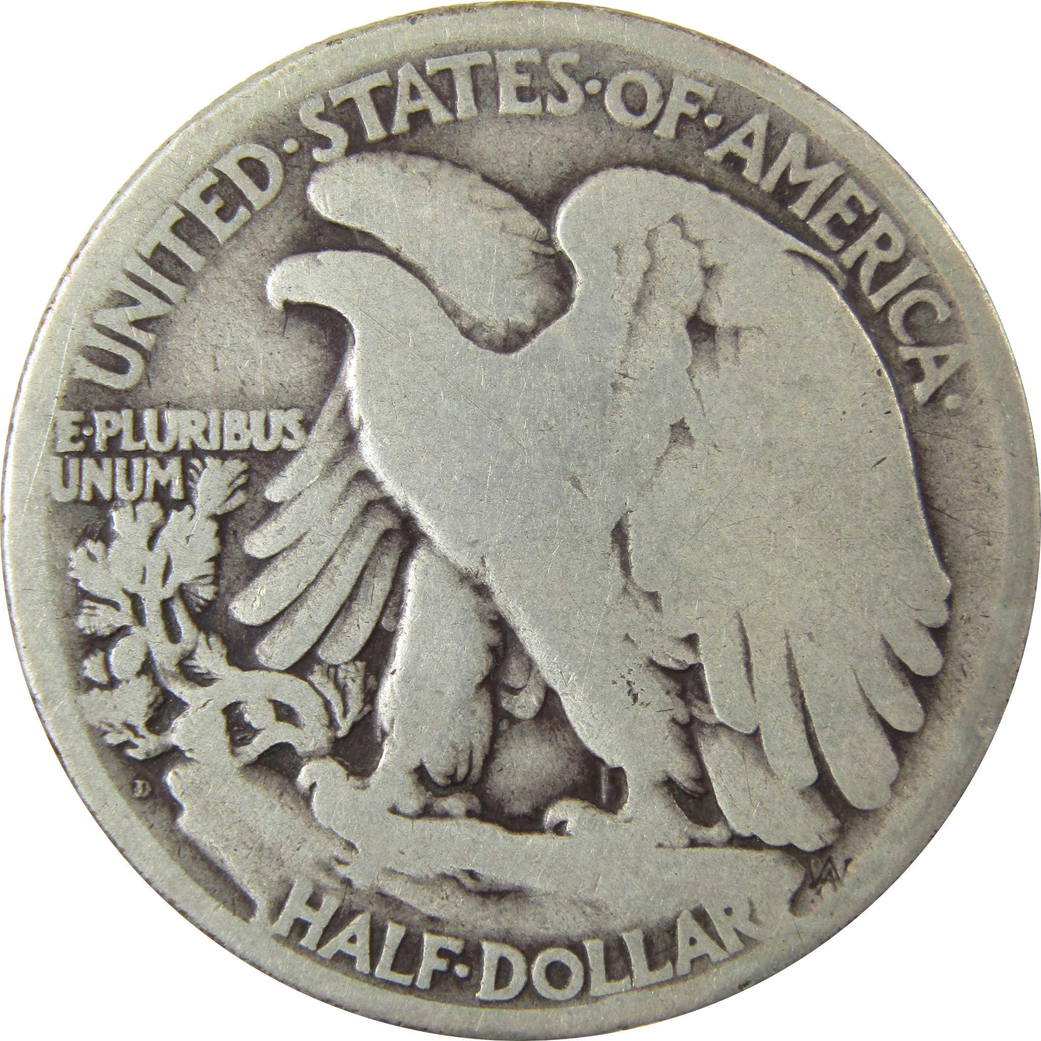 1921 D Liberty Walking Silver Half Dollar VG Very Good SKU:CP1429