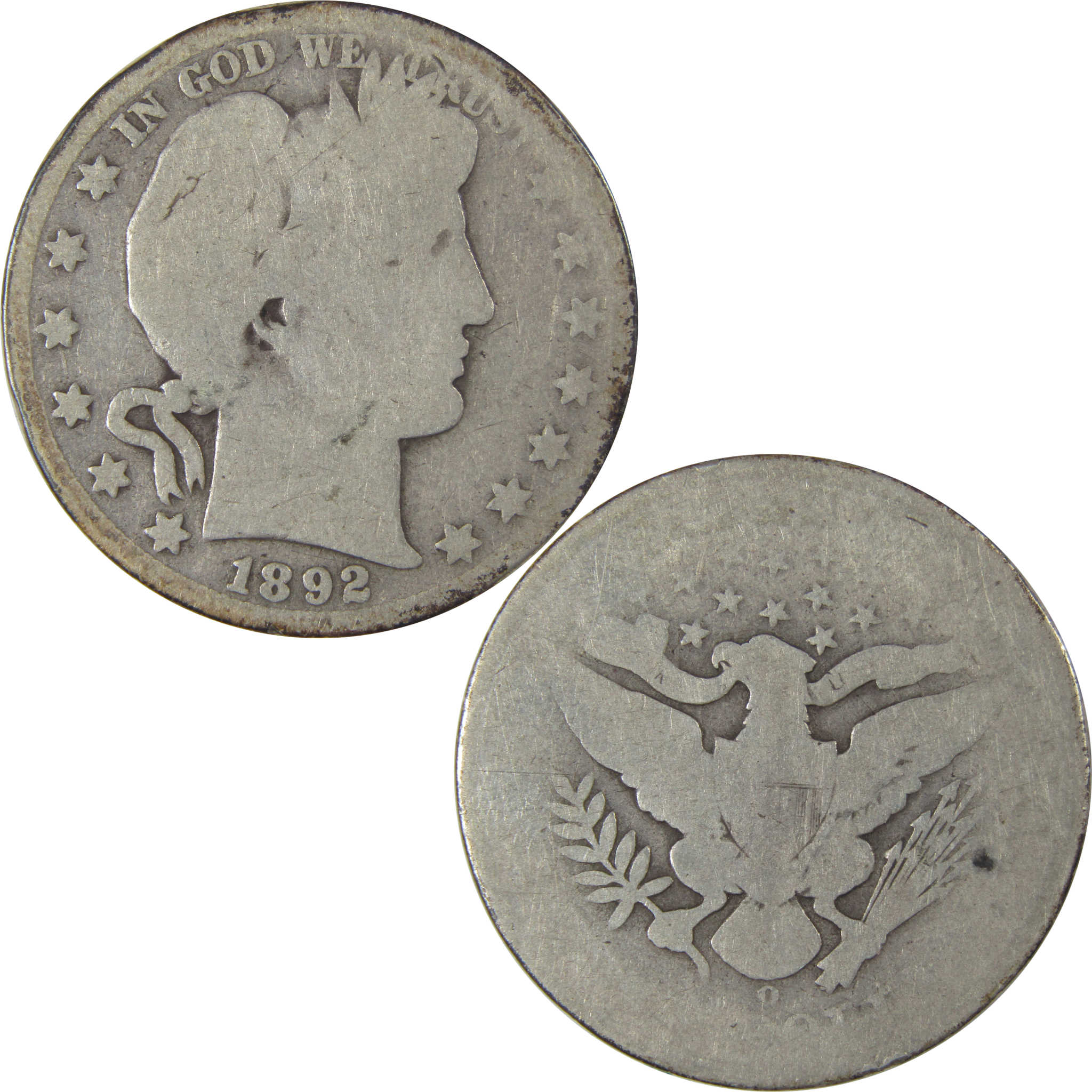 1892 O Barber Half Dollar AG About Good Silver 50c Coin SKU:I22758