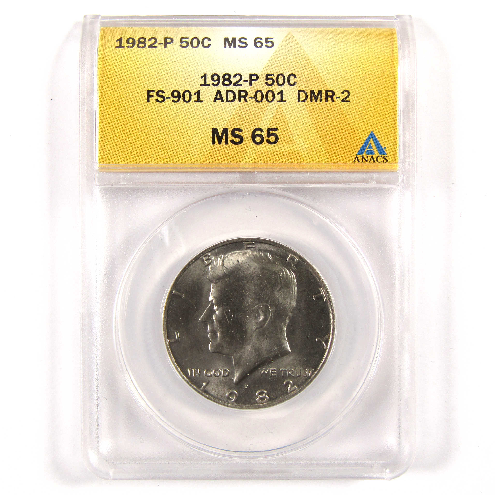 1982 P DMR-2/FS-901 Kennedy Half Dollar MS 65 ANACS SKU:CPC5568