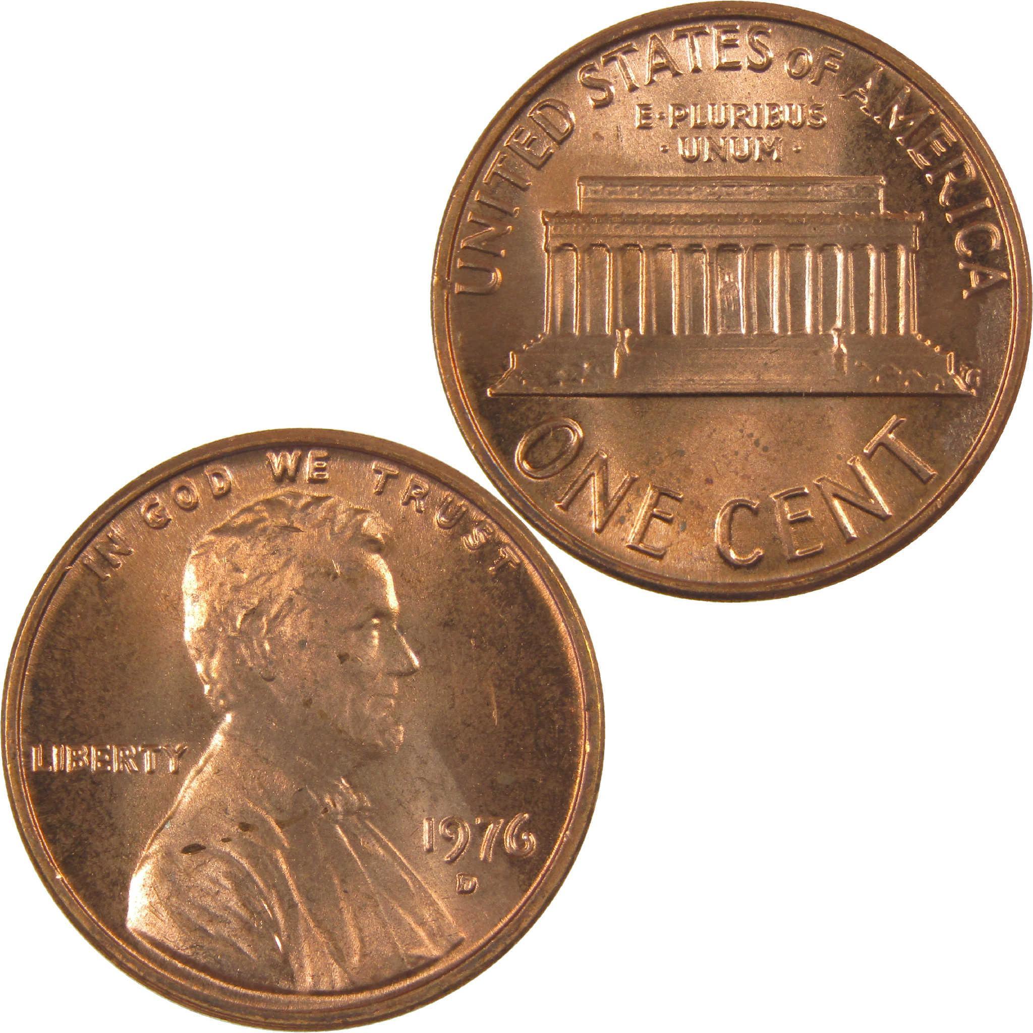 1976 D Lincoln Memorial Cent Uncirculated Penny 1c Coin