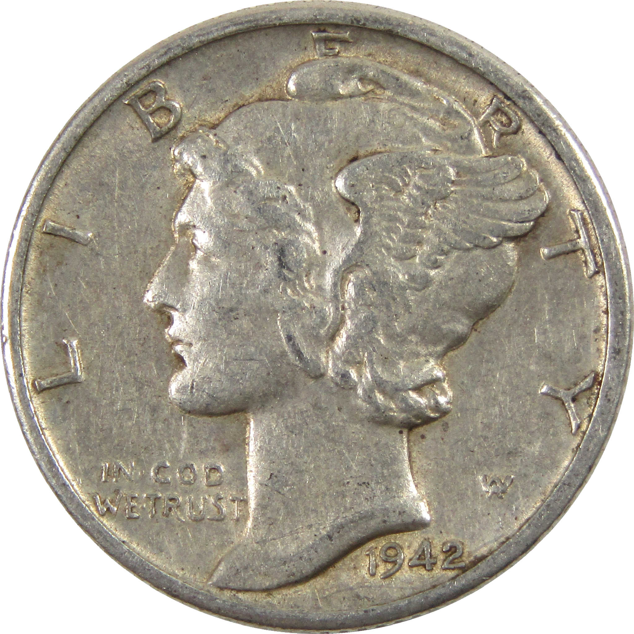 1942 D Mercury Dime AU About Uncirculated Silver 10c Coin