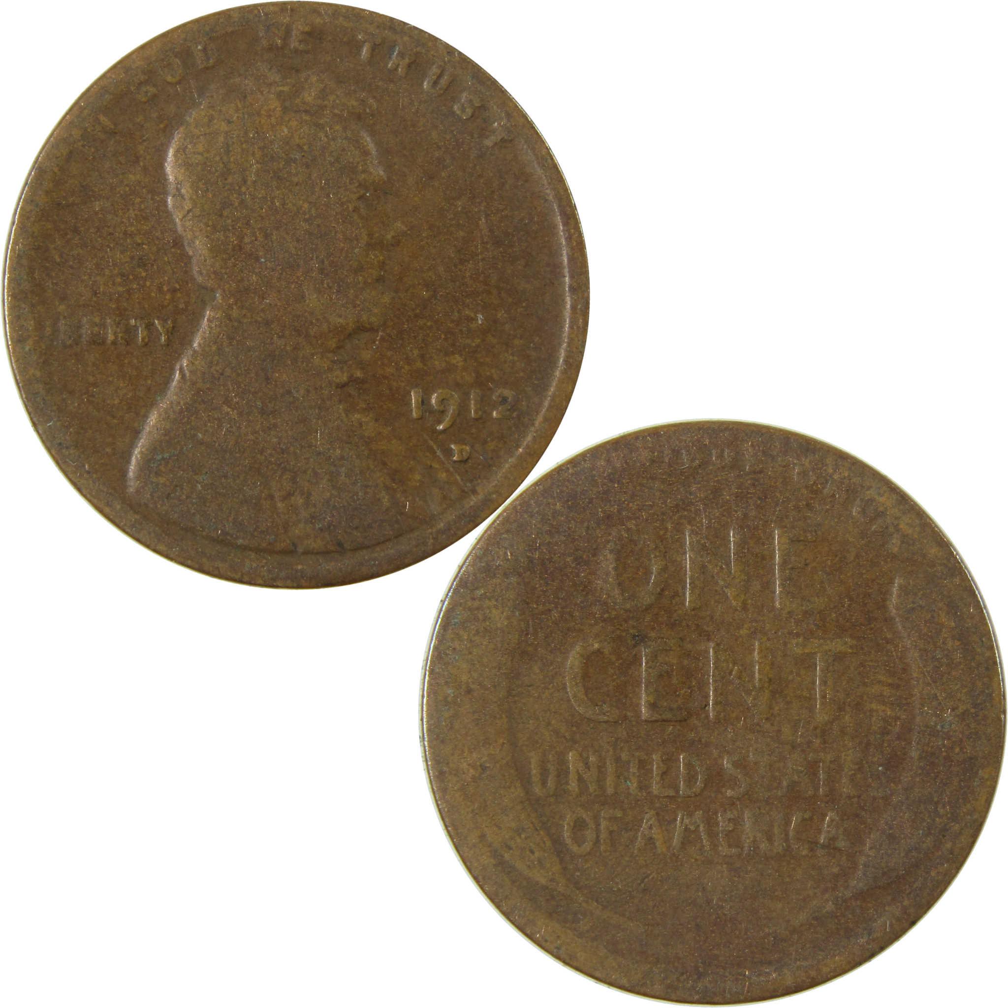 1912 D Lincoln Wheat Cent G Good Penny 1c Coin Collectible SKU:I27166